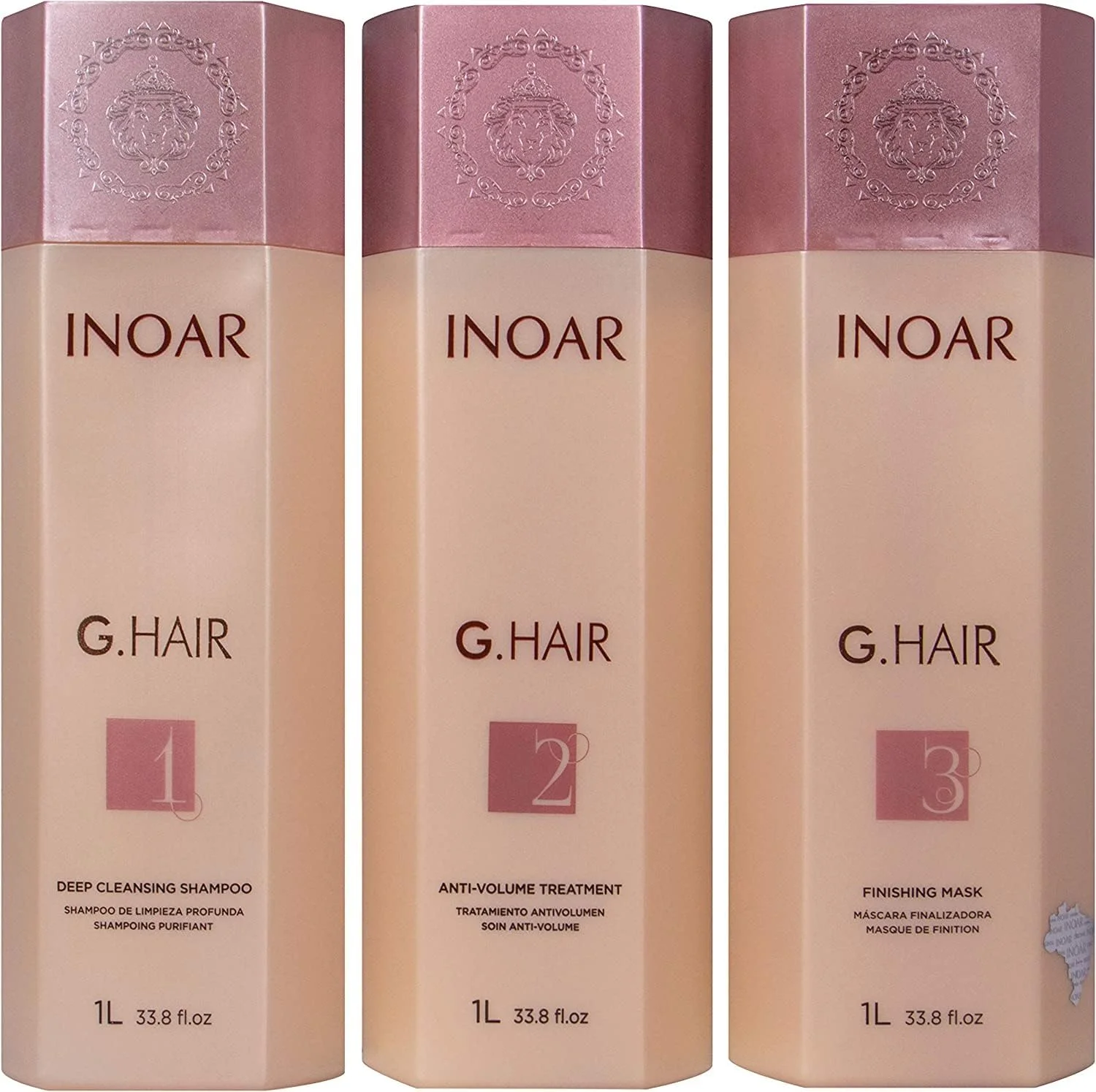 مجموعه صاف کننده مو کراتین G.Hair اینوآر، شامپو پاک کننده عمیق، درمان ضد حجم، ماسک نهایی، مراقبت از موی وگان برای آقایان و بانوان (هر کدام 1000 میلی لیتر)