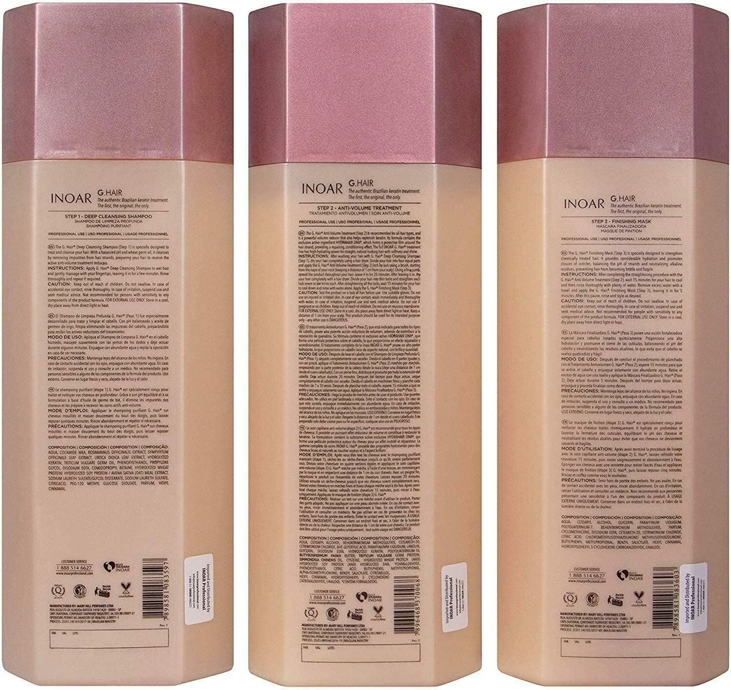 مجموعه صاف کننده مو کراتین G.Hair اینوآر، شامپو پاک کننده عمیق، درمان ضد حجم، ماسک نهایی، مراقبت از موی وگان برای آقایان و بانوان (هر کدام 1000 میلی لیتر)