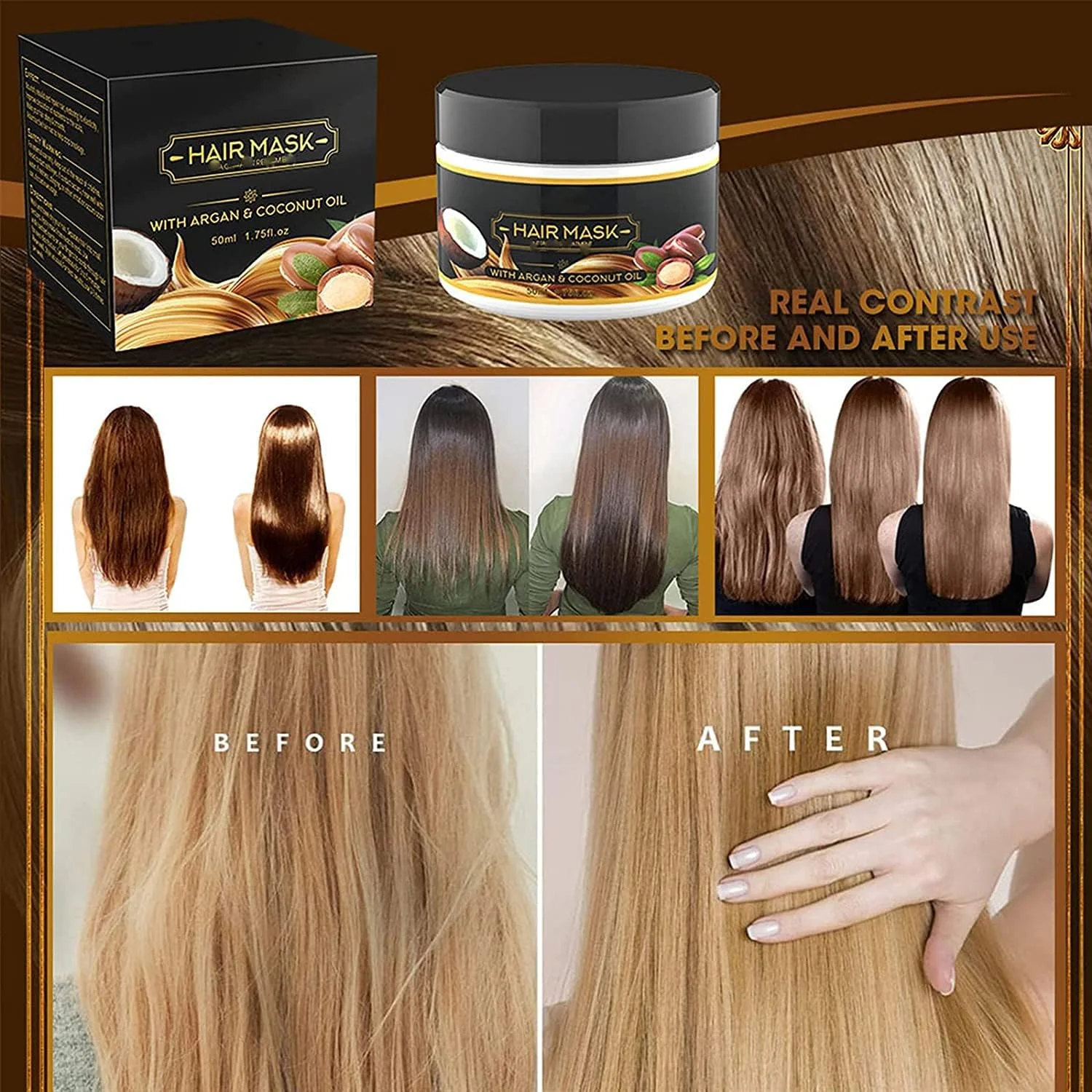 ماسک ترمیم کننده فوری مو حاوی کراتین، ماسک جادویی درمان مو، برای ترمیم عمقی ریشه موهای آسیب دیده، تغذیه و درمان پوست سر، مناسب برای موهای خشک و آسیب دیده و رشد مو (2 عدد)