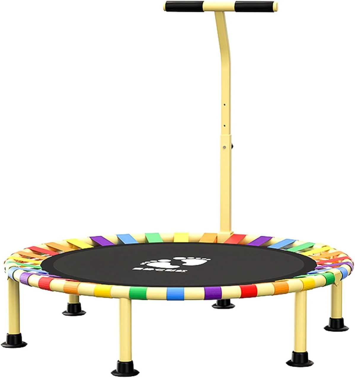 ترامپولین 100 سانتی متری تاشو با دسته قابل تنظیم برای کودکان، جامپر سرپوشیده کودک با تحمل وزن بالا، جامپینگ بی صدا و پایدار، هدیه تولد برای بچه ها