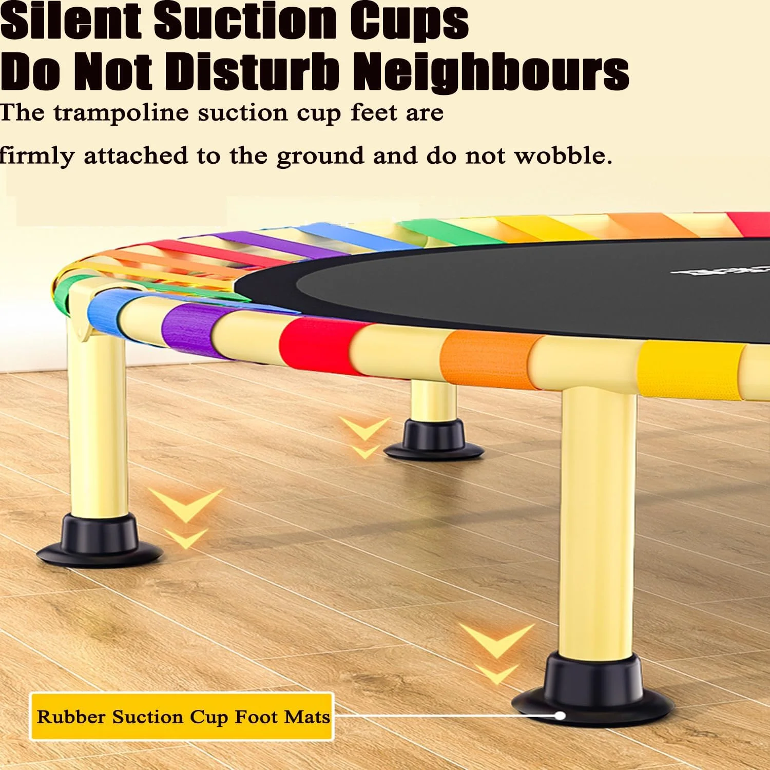 ترامپولین 100 سانتی متری تاشو با دسته قابل تنظیم برای کودکان، جامپر سرپوشیده کودک با تحمل وزن بالا، جامپینگ بی صدا و پایدار، هدیه تولد برای بچه ها