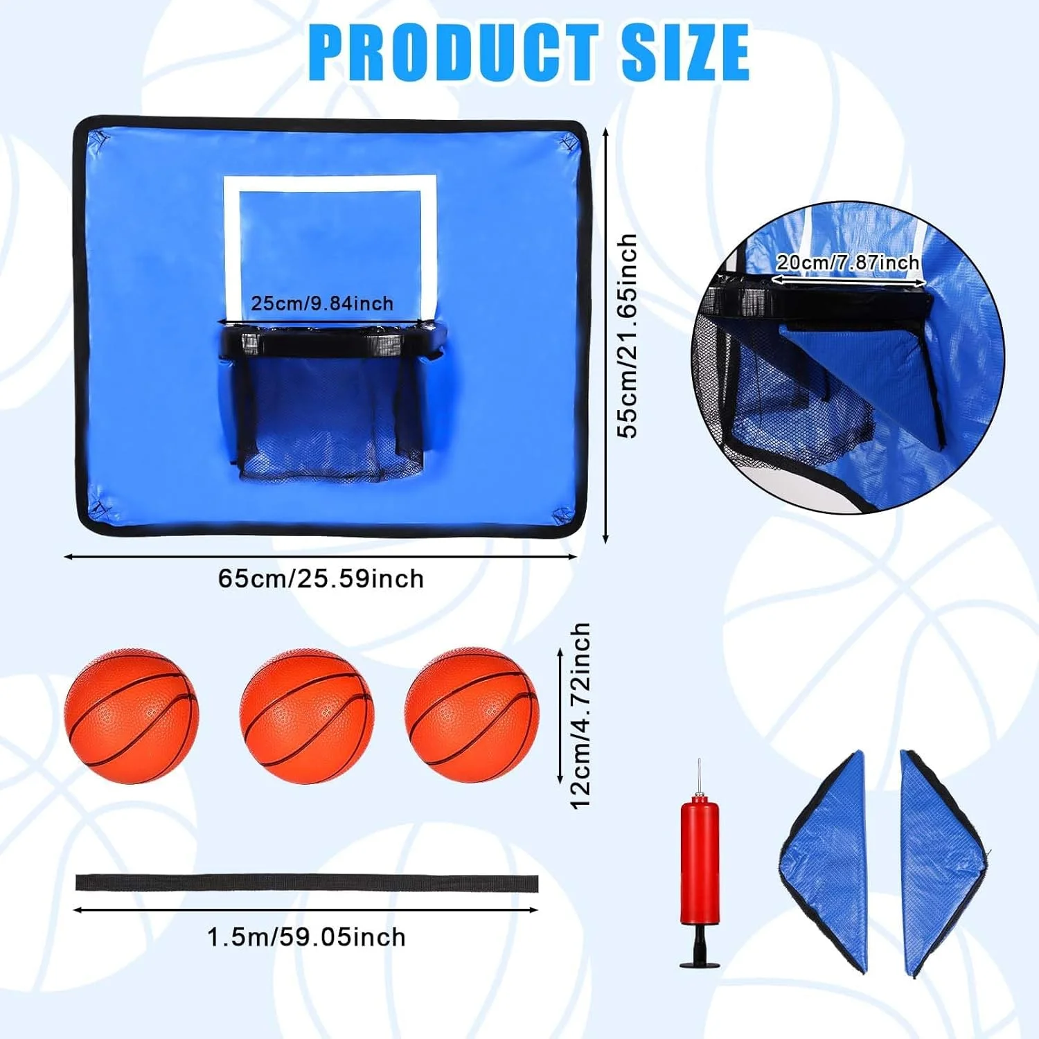 ست حلقه بسکتبال ترامپولین KASTWAVE، اتصال بسکتبال ترامپولین با محفظه، 3 مینی توپ و 1 پمپ برای بازی کودکان و بزرگسالان در فضای داخلی و خارجی، نصب آسان ست حلقه بسکتبال ترامپولین KASTWAVE، اتصال بسکتبال ترامپولین با محفظه، 3 مینی توپ و 1 پمپ برای بازی کودکان و بزرگسالان در فضای داخلی و خارجی، نصب آسان