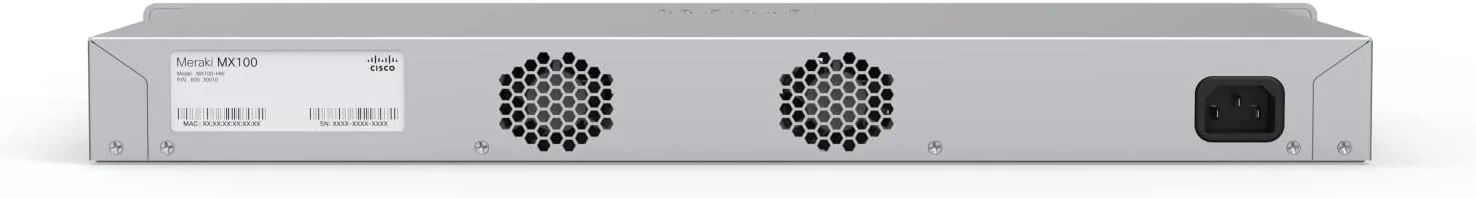 دستگاه امنیتی سیسکو Meraki MX100، فایروال، گیگ اترنت، 1U، قابل نصب در رک [MX100-HW]