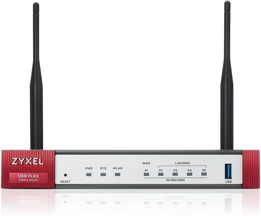 روتر فایروال VPN زایکسل USGFLEX50AX با سرعت VPN 350 مگابیت بر ثانیه | پیشنهاد برای 10 کاربر | دارای 2 پورت گیگابیتی LAN، پورت گیگابیتی WAN، پشتیبانی از IPv6 و ویژگی های امنیتی پیشرفته، USGFLEX50AX-US0101F