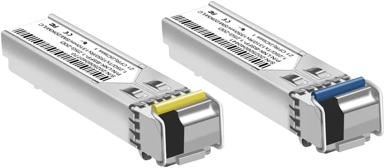 ماژول فرستنده و گیرنده دو طرفه تک حالته LC با سرعت 1.25 گیگابیت بر ثانیه، برد 20 کیلومتر، 1310nm TX / 1550nm RX، 1550nm TX / 1310nm RX، پشتیبانی از DDM، 0 درجه سانتیگراد تا +70 درجه سانتیگراد (دو عدد)