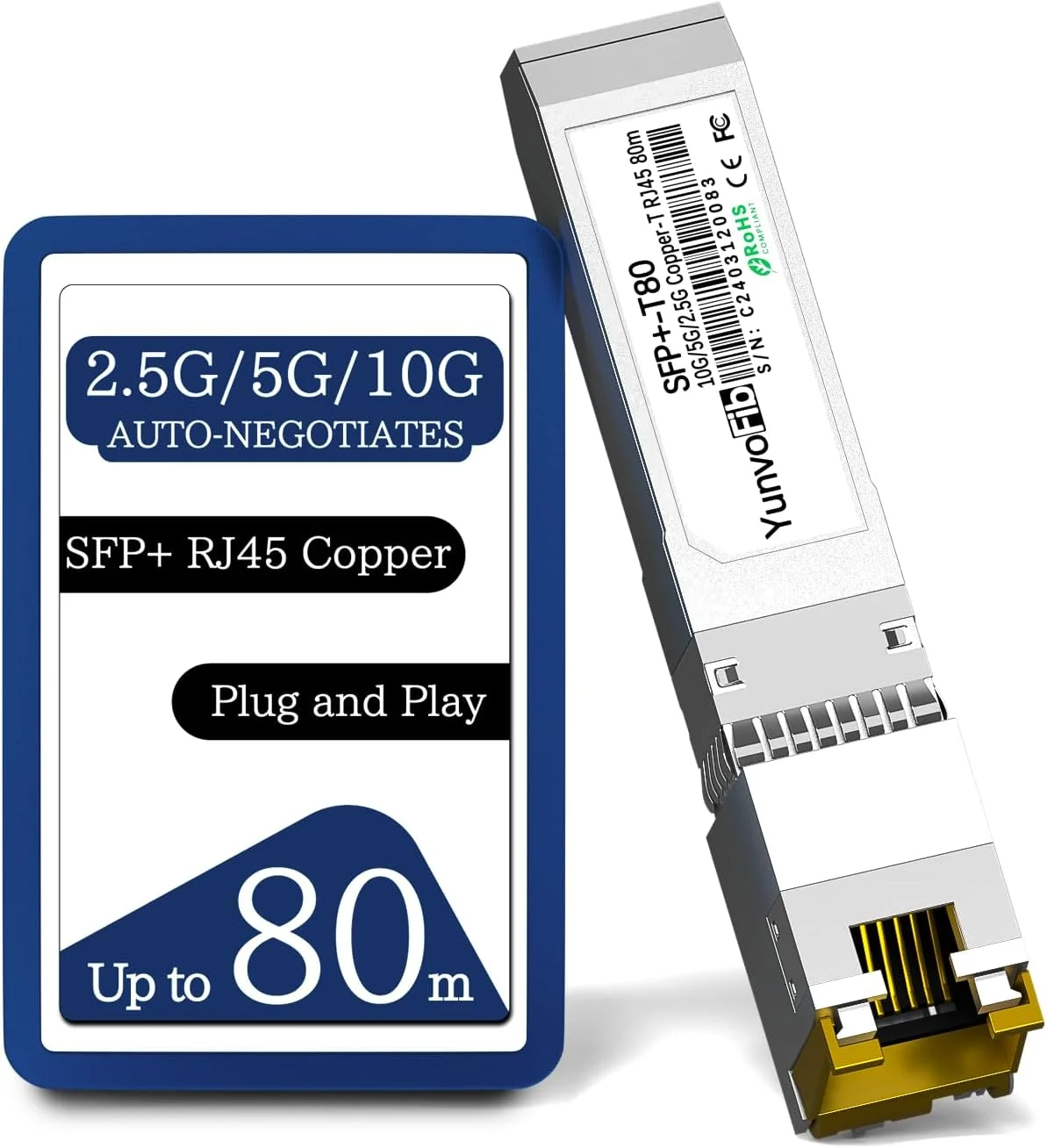 ماژول فرستنده و گیرنده یونوفایب 10GBASE-T مسی SFP+ به RJ-45 (80 متر)