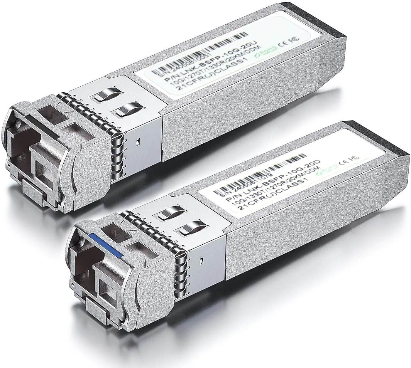 فرستنده و گیرنده نوری 10G SFP تک حالته دو طرفه، 1270nmTX/1330nm RX، SMF LC 20km، با قابلیت نظارت تشخیصی دیجیتال، برای D-Link، Mikrotik، TP-Link و غیره