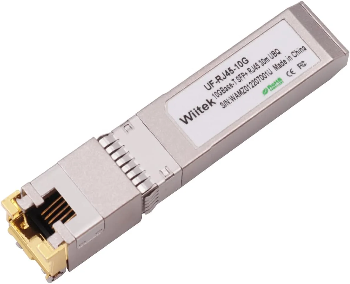 ماژول‌های مسی 10G SFP+ به RJ45، فرستنده و گیرنده اترنت مسی به SFP+ 1.25G/2.5G/5G/10GBase-T سازگار با Ubiquiti Unifi UF-RJ45-10G /uacc-cm-rj45-mg (Cat 6a/7 یا بهتر، 30 متر)