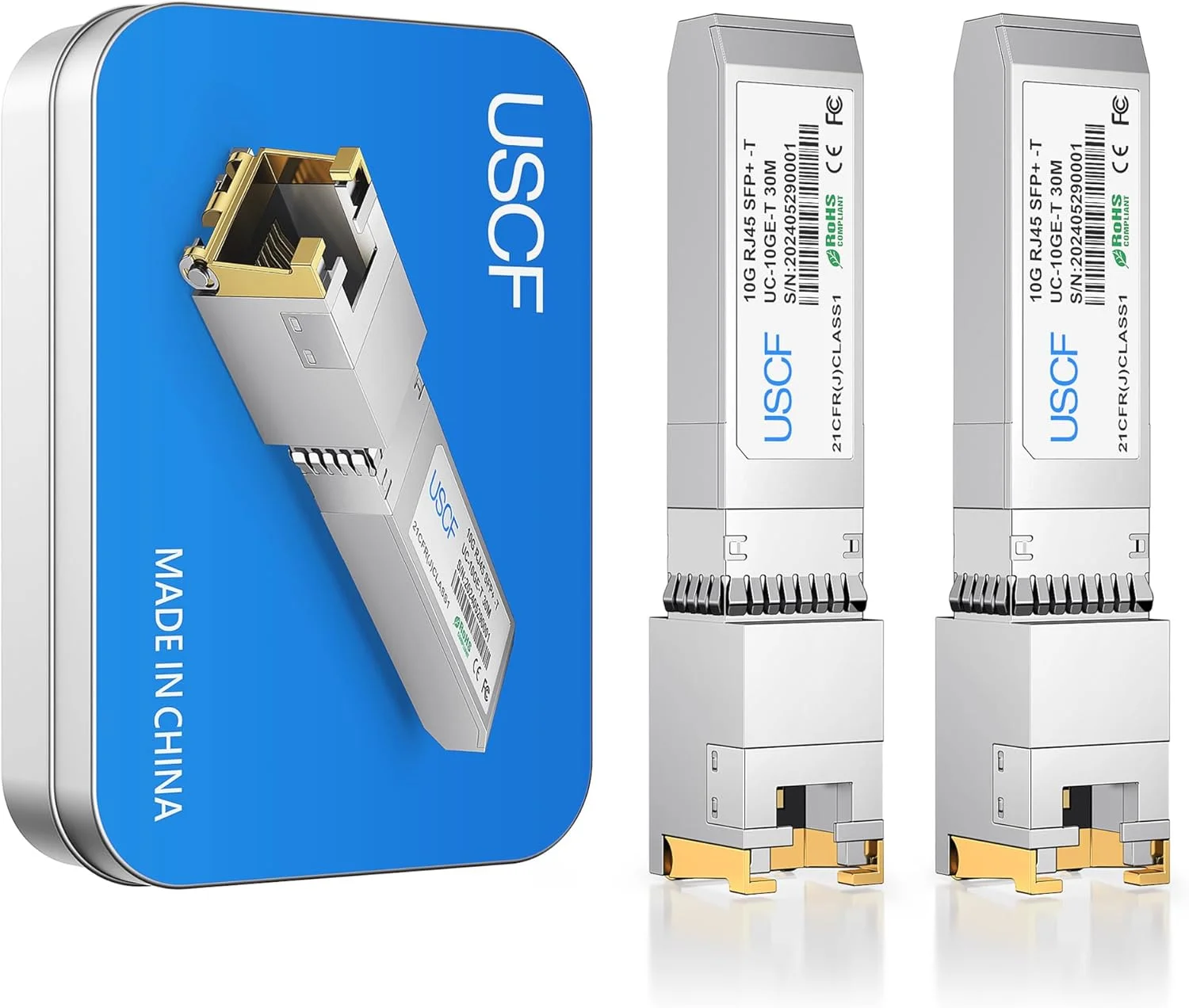 ماژول 10G SFP+ به RJ45 - فرستنده و گیرنده مسی اترنت 10 گیگابیتی، 10GBASE-T، تا 30 متر، سازگار با سیسکو، یوبیکیوتی، میکروتیک و غیره، آداپتور SFP+ به اترنت پرسرعت (2 عدد)
