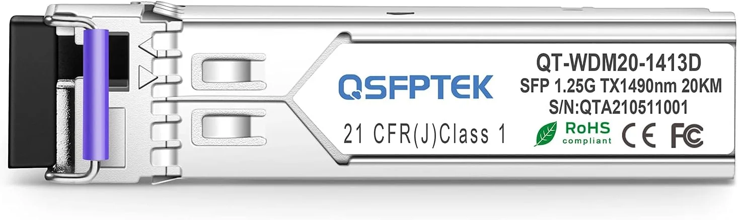 فرستنده و گیرنده فیبر نوری 1.25G BIDI SFP 20km Tx1490 / Rx1310nm DDM LC WDM، ماژول فرستنده و گیرنده فیبر نوری سازگار، تا 20 کیلومتر - 1 جفت