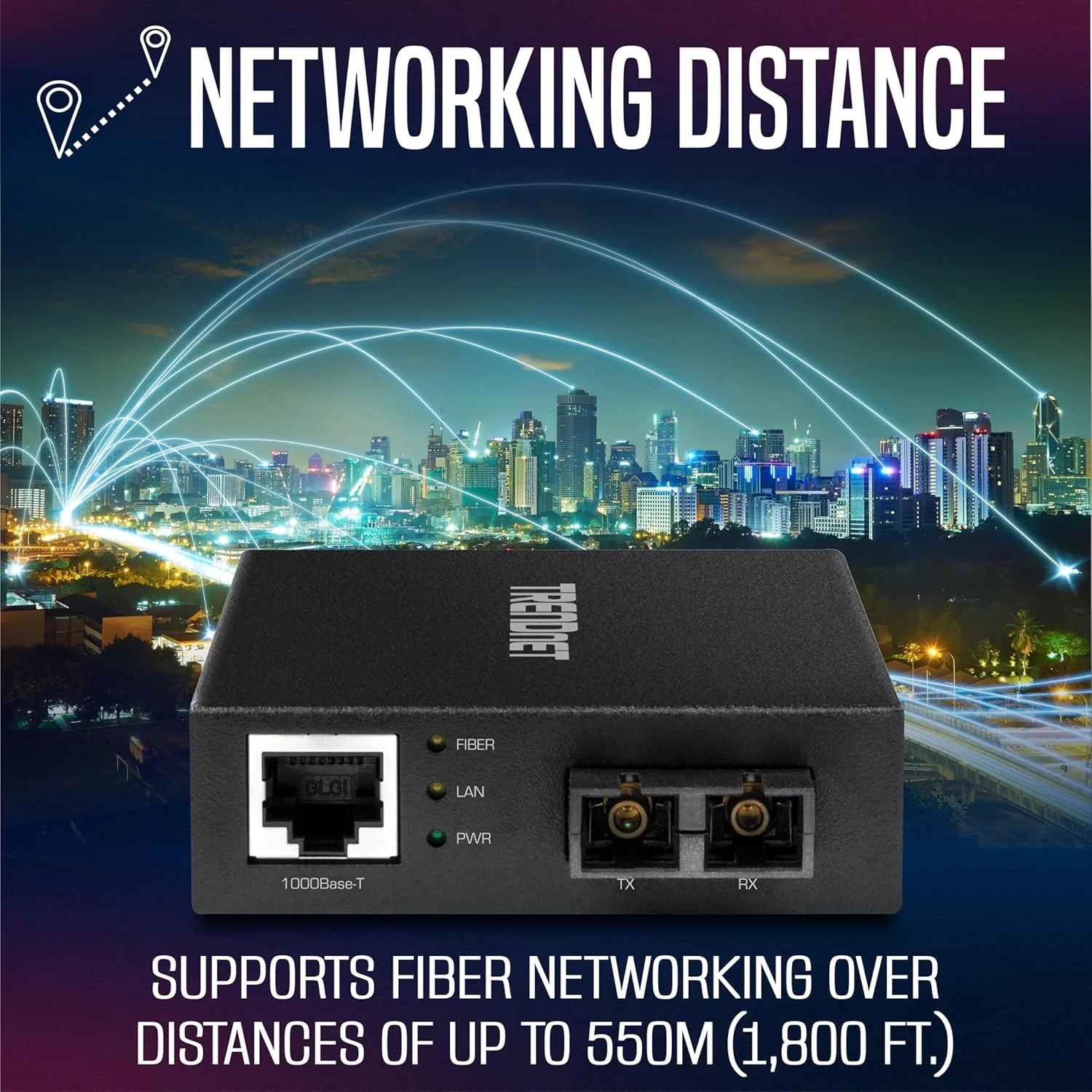 مبدل فیبر چند حالته SC-Type ترندنت مدل TFC-GMSC، مشکی