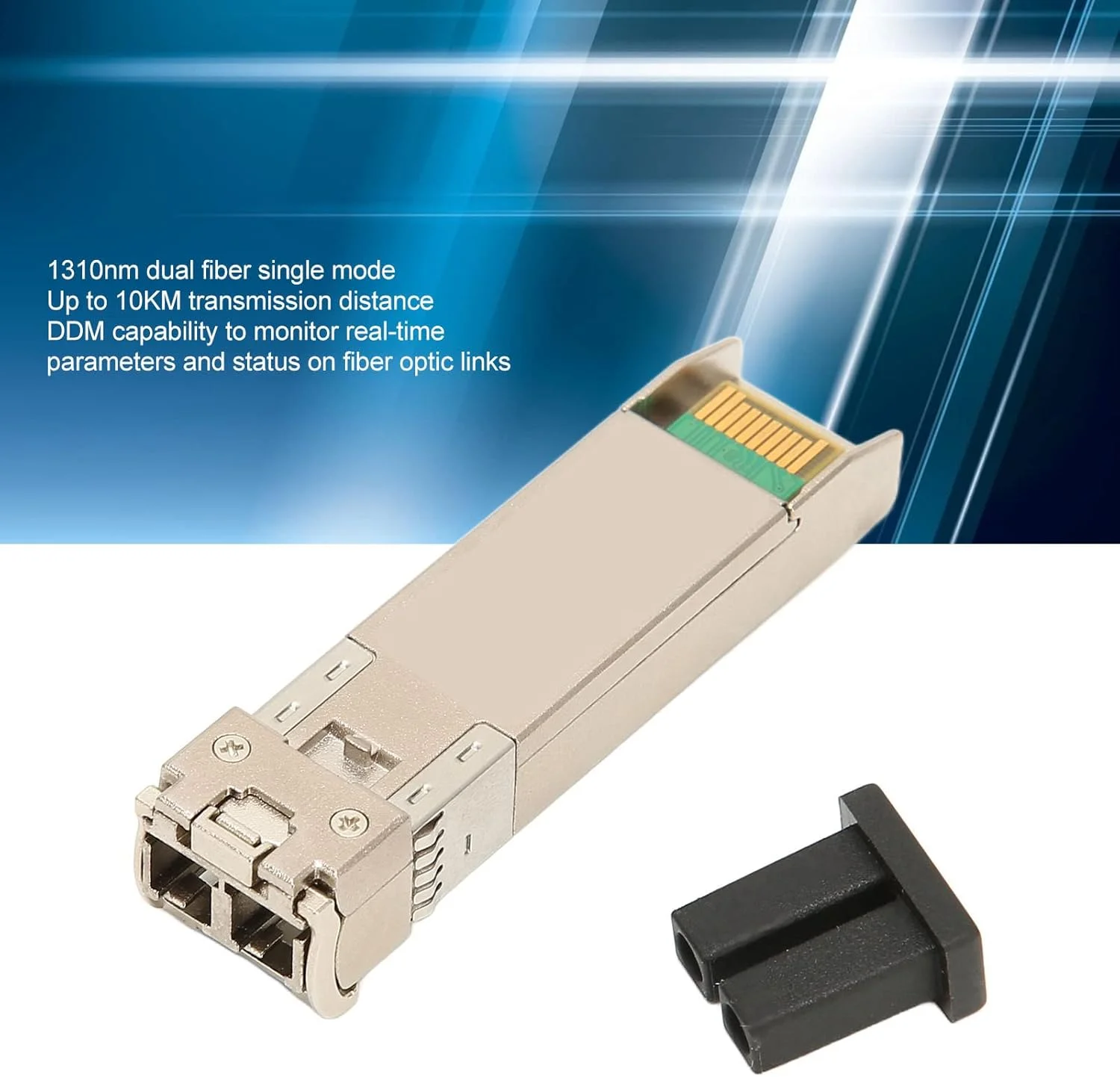 فرستنده و گیرنده SFP، 10 گیگابیت بر ثانیه 1310 نانومتر فیبر دوگانه تک حالته با درپوش گرد و غبار، فاصله انتقال 10 کیلومتر، پشتیبانی از عملکرد DDM، ماژول نوری SFP برای روترها