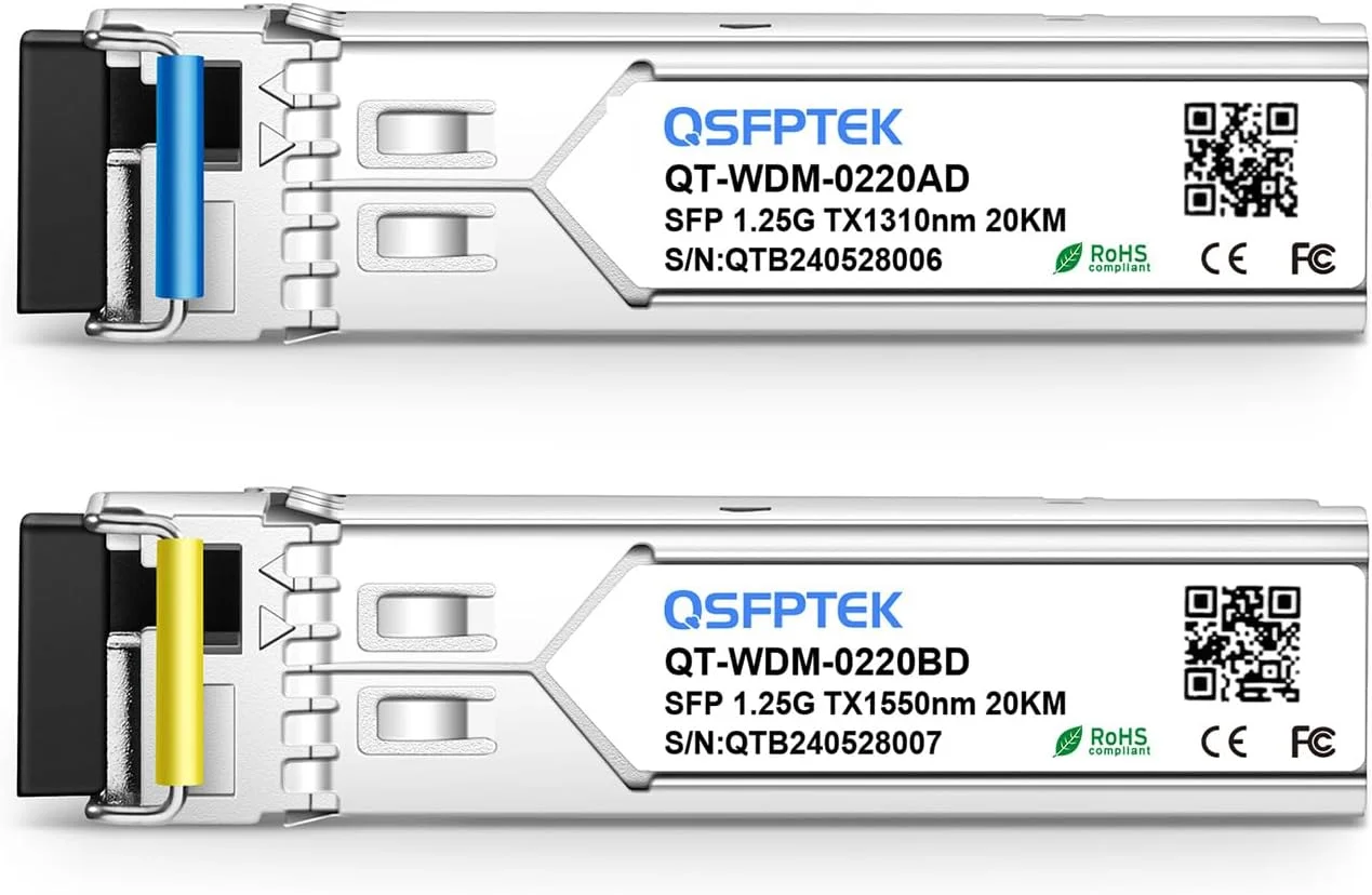 ماژول فرستنده و گیرنده فیبر نوری 1.25G SFP BIDI WDM، 20KM Simplex LC DDM، Tx1310/Rx1550nm برای سیسکو GLC-BX-20U، سیسکو GLC-BX-20D، یوبیکویتی، میکروتیک، دی-لینک، سوپرمیکرو، نت گیر