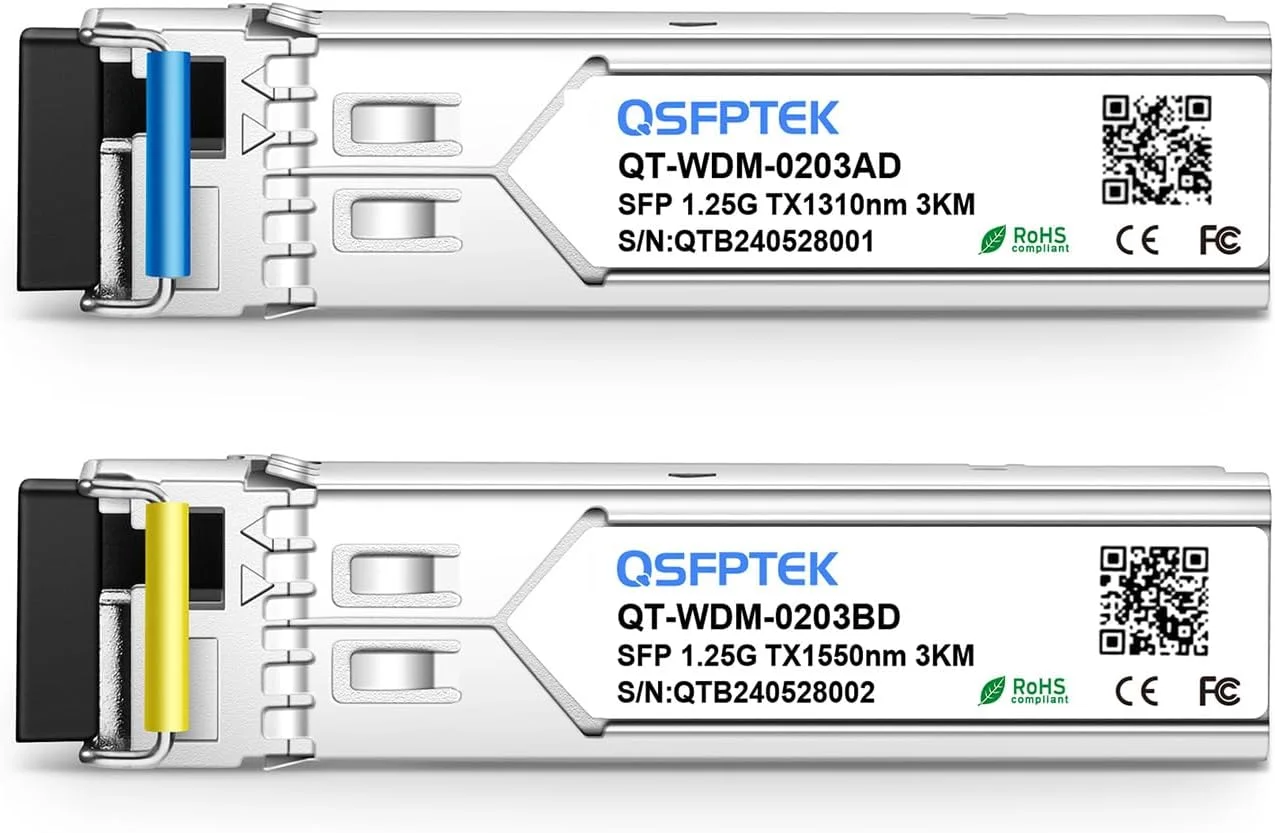 ماژول فرستنده و گیرنده فیبر نوری 1.25G SFP BIDI WDM، 3 کیلومتر Simplex LC DDM، Tx1310/Rx1550nm برای سیسکو GLC-BX-U و GLC-BX-D، یوبیکیوتی، میکروتیک، دی-لینک، سوپرمیکرو، نت گیر