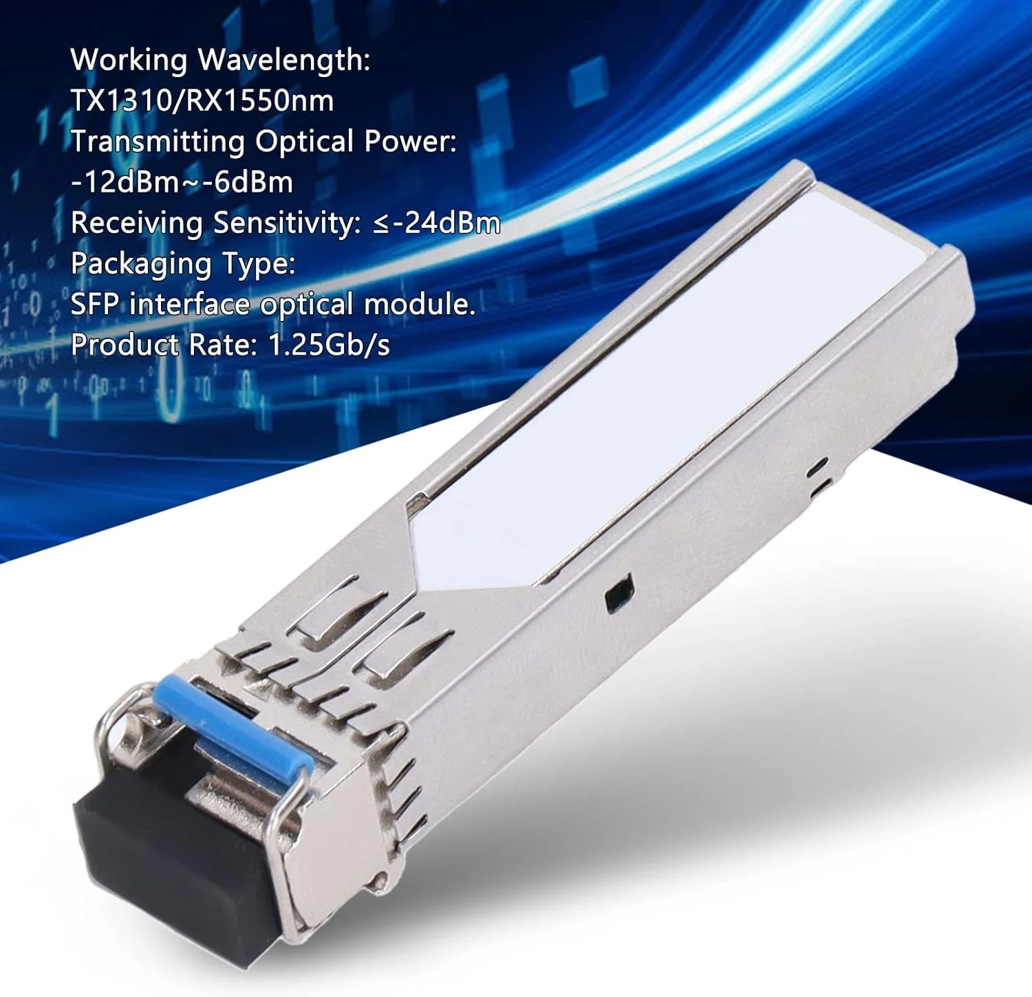 ماژول فرستنده-گیرنده، LC SFP 20KM 1.25 گیگابیت بر ثانیه تک حالته TX1310 RX1550nm GE SFP 20U طراحی تک فیبر تک حالته