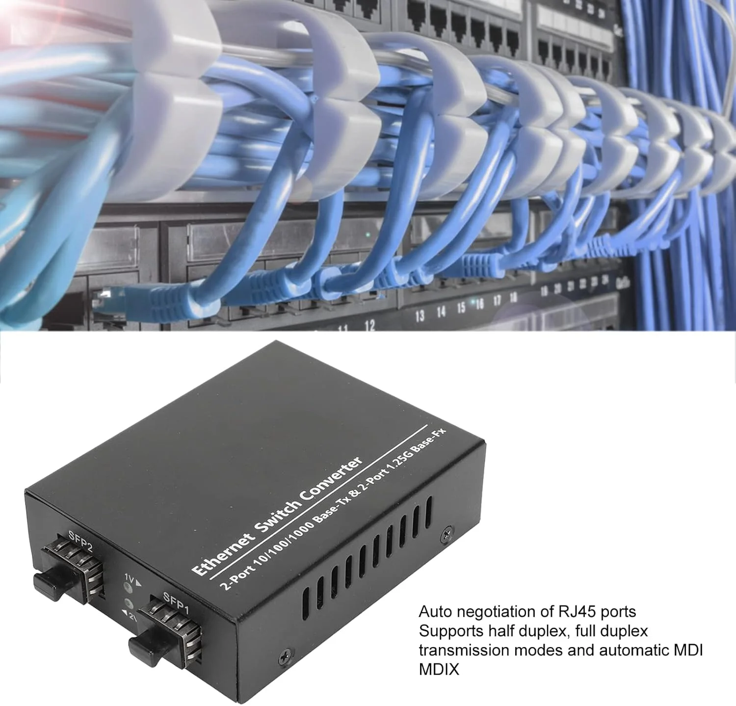 فرستنده و گیرنده فیبر نوری، مبدل رسانه فیبر SFP به RJ45، نشانگر LED، حالت انتقال دو طرفه کامل، انتقال 120 کیلومتر، سازگار با ماژول های فیبر SFP تک حالته و چند حالته