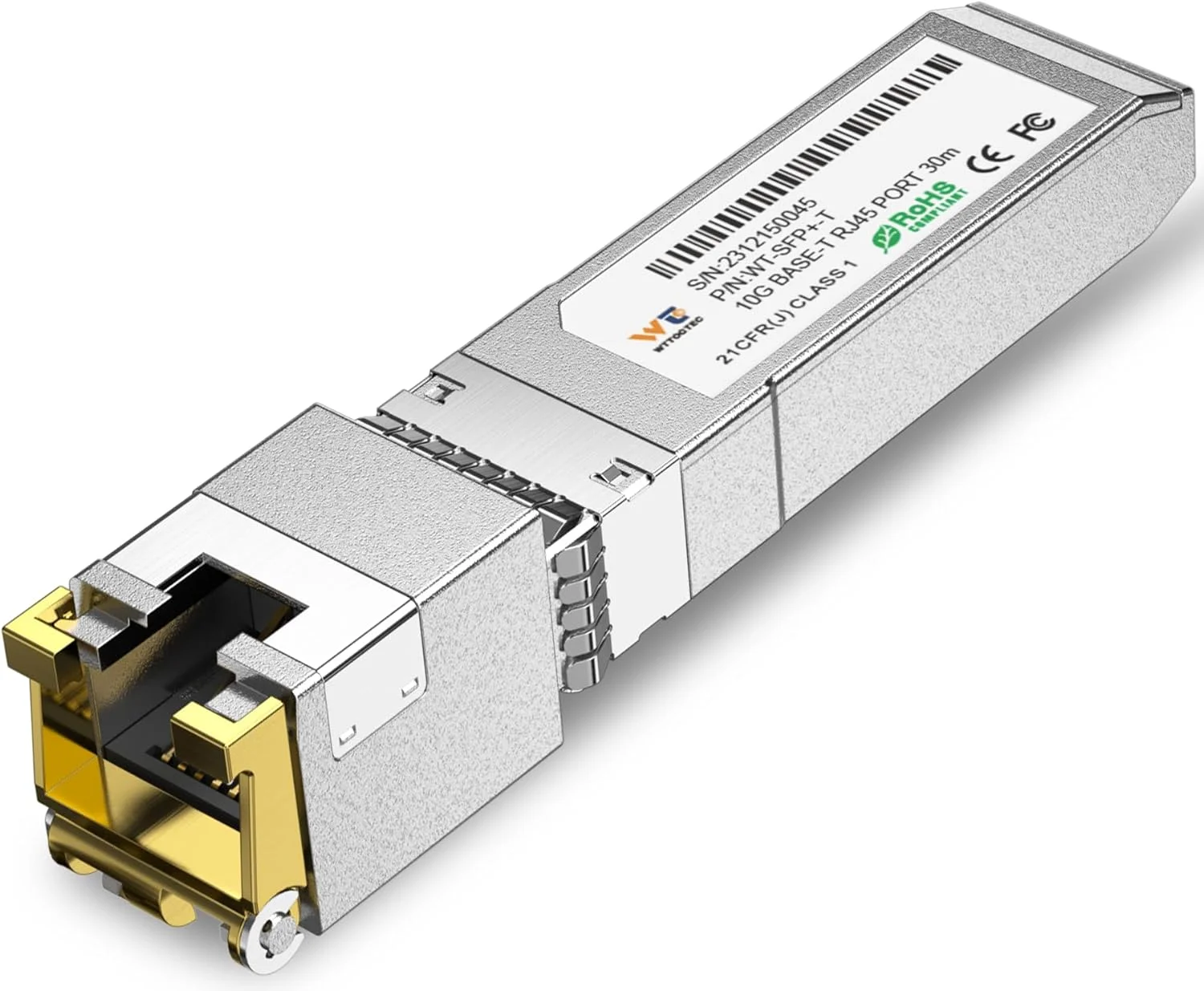 فرستنده و گیرنده 10G SFP+ به RJ-45، ماژول مسی SFP+ CAT6a با سرعت 1.25/2.5/5/10G-T، مذاکره خودکار، تا 30 متر، برای سیسکو، مراکی، تی‌پی-لینک، میکروتیک، نت‌گیر و غیره
