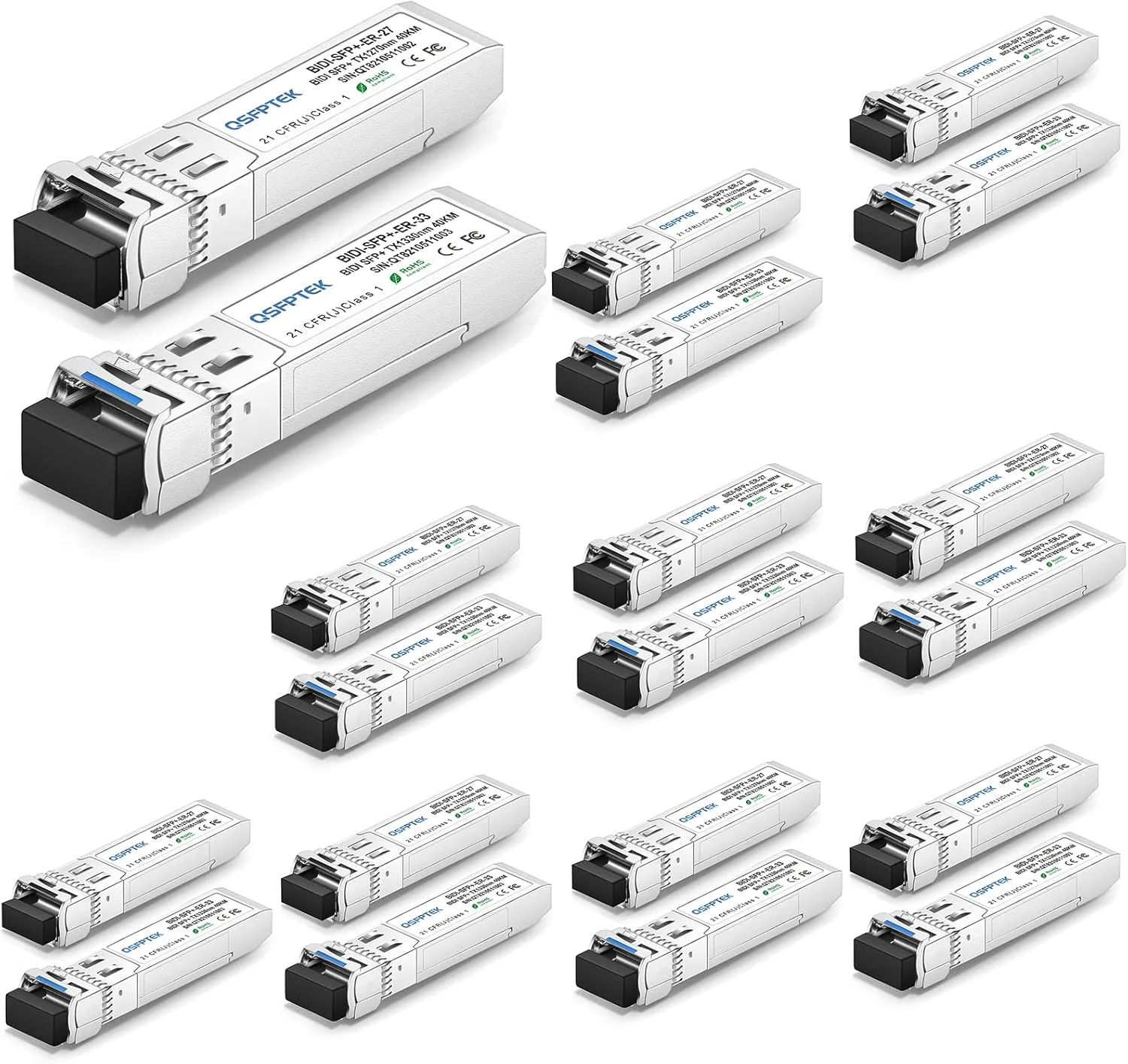 فرستنده و گیرنده 10G SFP+BIDI، ماژول فرستنده و گیرنده 10GBASE-BIDI SFP+ 1270nm / 1330nm 20km DOM MINI GBIC برای سیسکو SFP-10G-BX20U-I SFP-10G-BX20D-I مراکی یوبیکویتی دی-لینک نت گیر - 10 جفت
