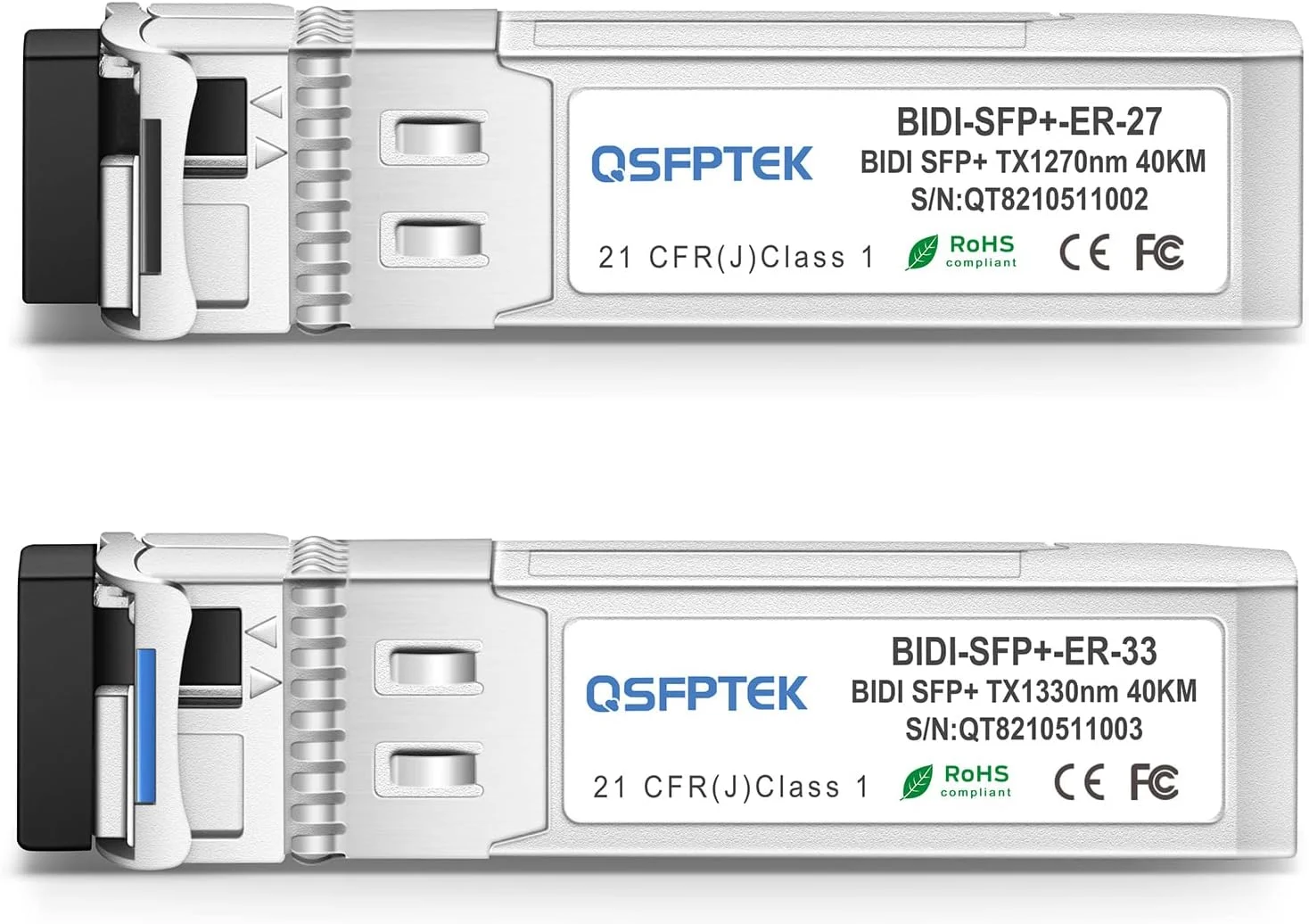فرستنده و گیرنده 10G SFP+BIDI، ماژول فرستنده و گیرنده 10GBASE-BIDI SFP+ 1270nm / 1330nm 20km DOM MINI GBIC برای سیسکو SFP-10G-BX20U-I SFP-10G-BX20D-I مراکی یوبیکویتی دی-لینک نت گیر - 10 جفت