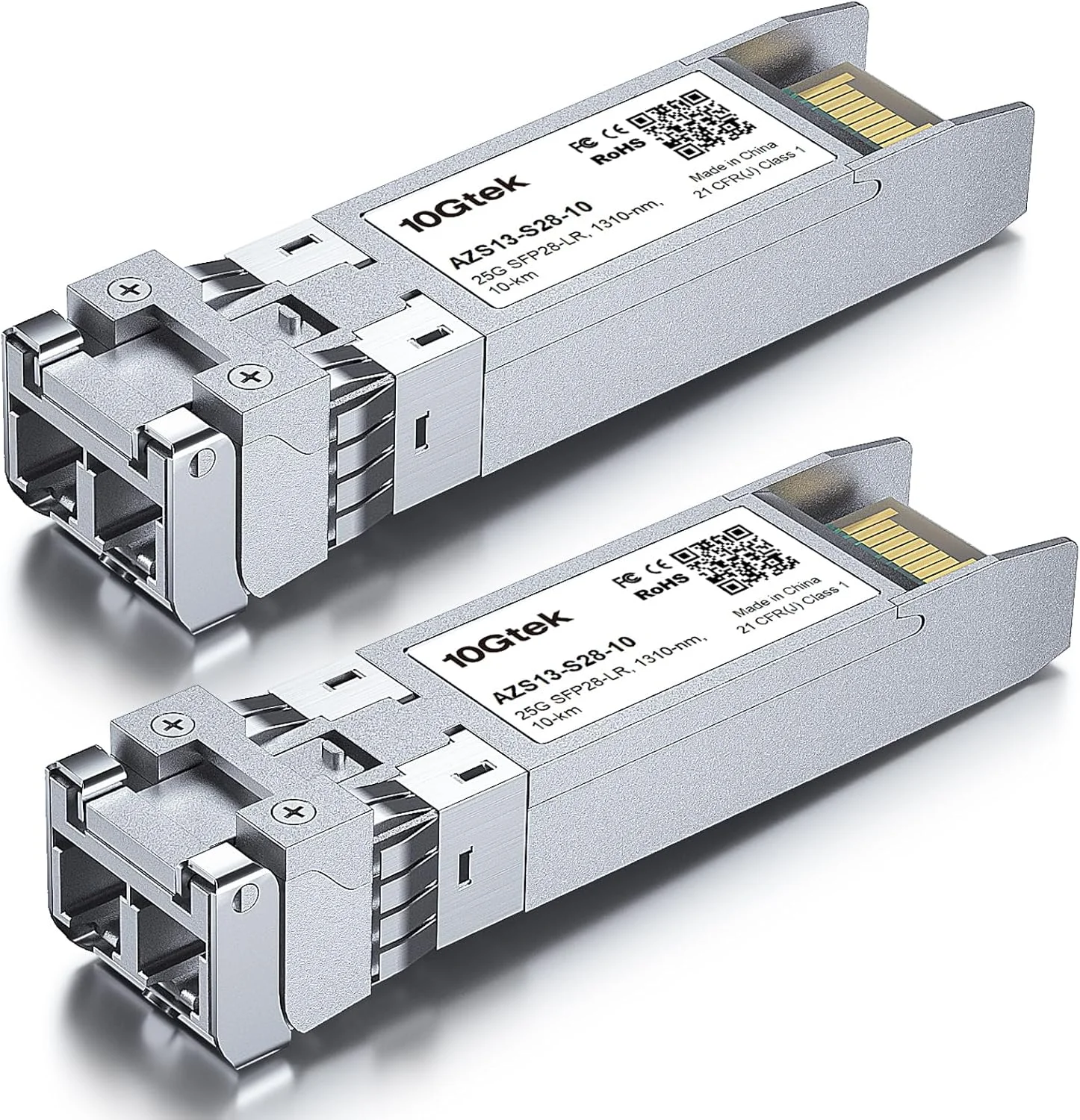 فرستنده و گیرنده 25G SFP28 SFP+، ماژول 25GBase-LR، 1310 نانومتر SMF، تا 10 کیلومتر، سازگار با Cisco SFP-25G-LR-S، بسته 2 عددی