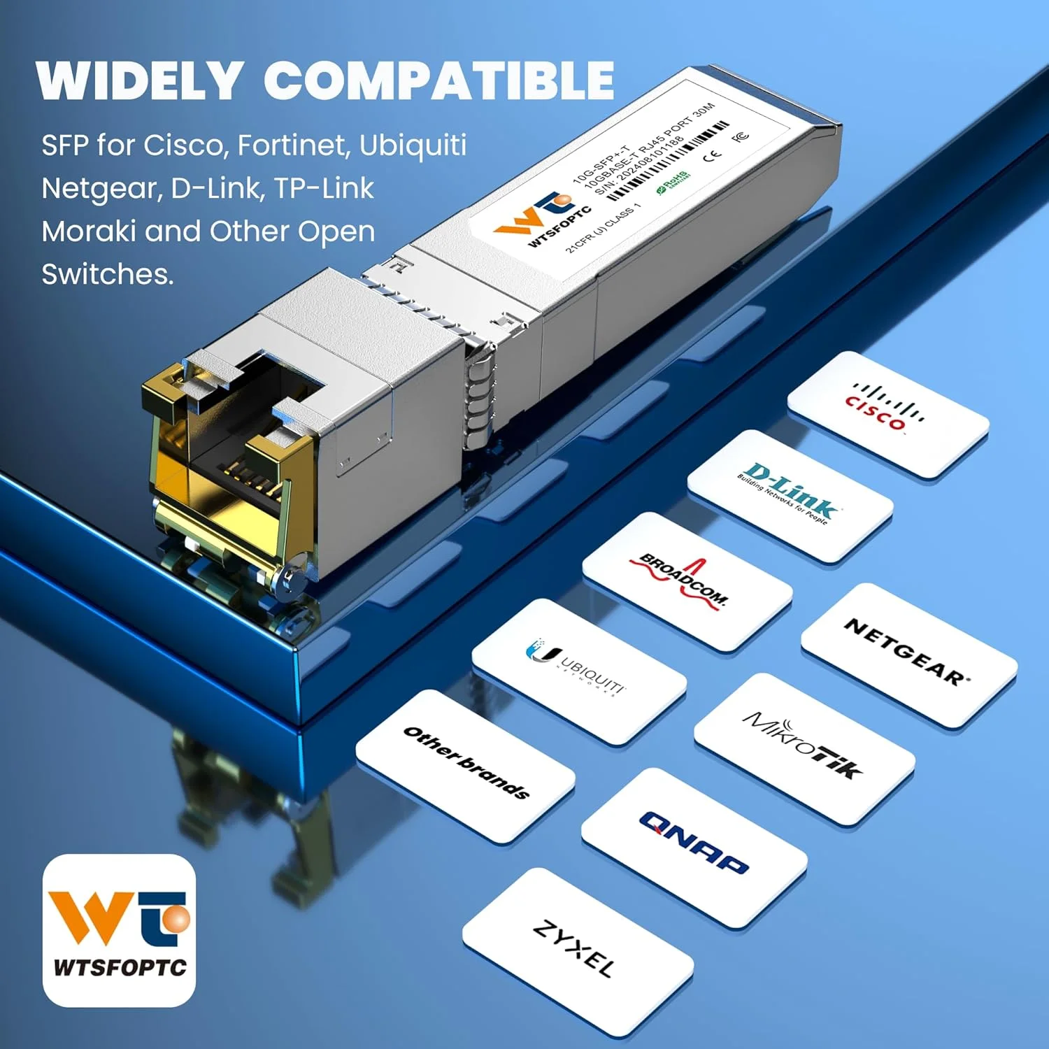 فرستنده و گیرنده 10G SFP+ به RJ-45، ماژول مسی SFP+ CAT6a با سرعت‌های 1.25/2.5/5/10G-T، مذاکره خودکار، تا 30 متر، برای Cisco SFP-10G-T-S، Ubiquiti UniFi UF-RJ45-10G، Meraki، TP-Link، Netgear و غیره (2 عدد)