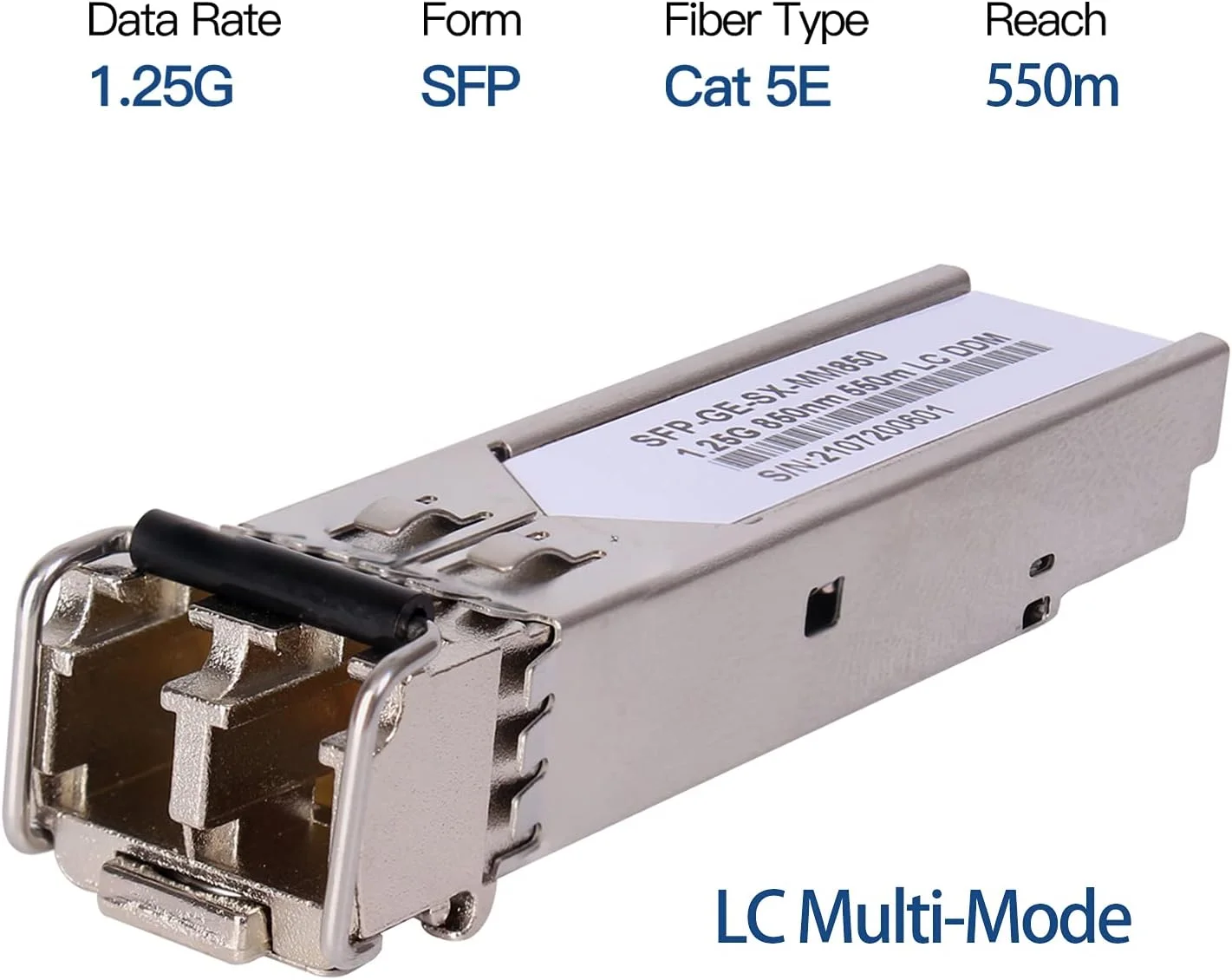 ماژول فیبر نوری 4 عددی 1.25G 850nm Multimode SFP LC Transceiver، 550 متری 1000Base-SX LC MMF برای Cisco GLC-SX-MMD/SX-MM/SFP-GE-S، Fortinet، Ubiquiti UniFi UF-MM-1G، Mikrotik S-85DLC05D Meraki MA-SFP-1GB-SX