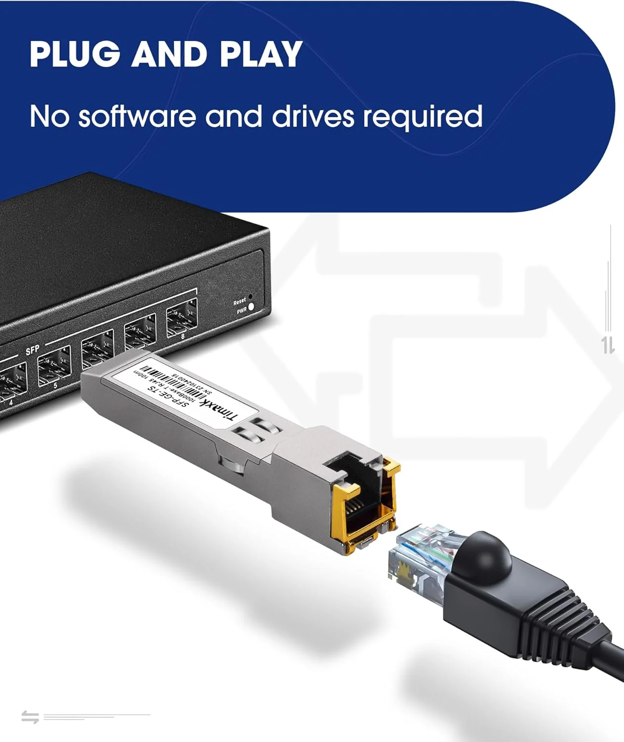 ماژول اترنت Timaxk 10Pack 1000BASE-T SFP به RJ45، فرستنده و گیرنده گیگابیتی SFP-T 1.25G تا 100 متر از طریق کابل Cat 5، سازگار با سیسکو، یوبیکیوتی، میکروتیک، دی-لینک، نت گیر، Qnap، لینکسیس و غیره