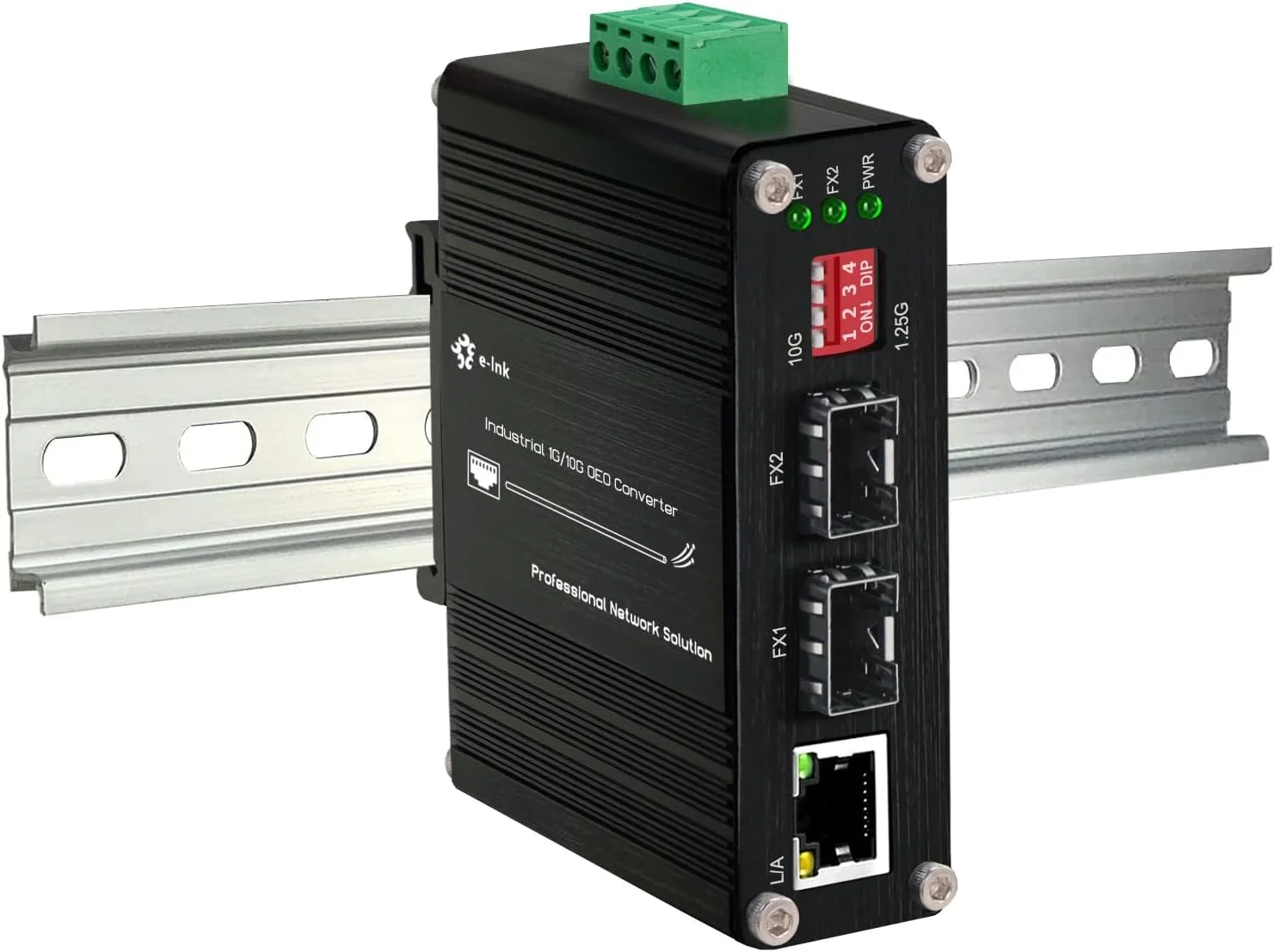 تکرار کننده شفاف صنعتی 10G SFP+ به SFP+ OEO Throncom با قابلیت نصب روی ریل DIN، تکرار کننده 3R 10G OEO، پشتیبانی از مبدل رسانه اترنت 10G SFP+ یا 1G SFP، ولتاژ 12-48V DC