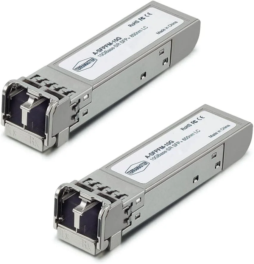فرستنده و گیرنده TERRAMASTER 10GBase-SR SFP+ مدل A-SFFPM2-10G، 10G 850nm MMF، تا 300 متر، سازگار با NAS های T9-450، T12-450، U8-450، U12-450، بسته 2 عددی