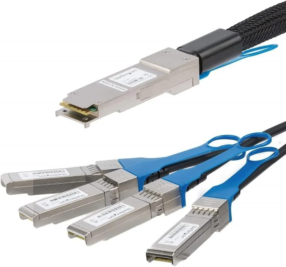 کابل اتصال مستقیم QSFP+ به 4x SFP+ Twinax استار تک، سازگار با MSA، طول 3 متر - ماژول گیرنده و فرستنده غیرفعال کم مصرف 40 گیگابیت بر ثانیه
