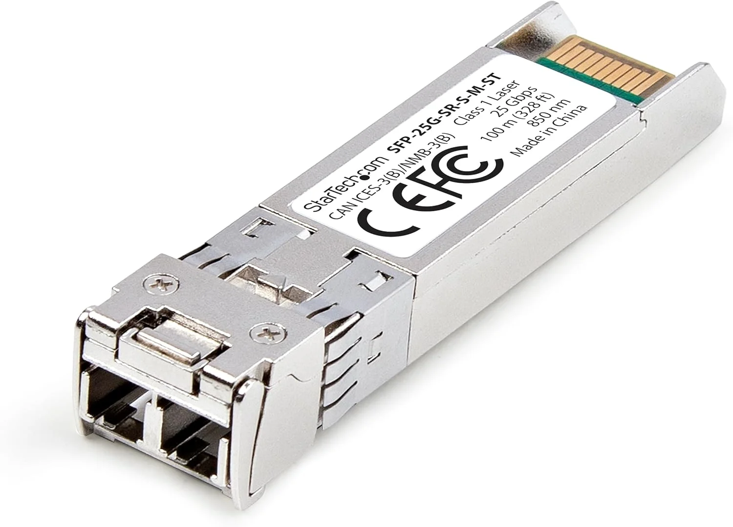 ماژول SFP28 مدل SFP-25G-SR-S شرکت StarTech.com، فیبر چند حالته 25 گیگابیتی (MMF)، فرستنده و گیرنده LC با سرعت 25GbE و برد 100 متر