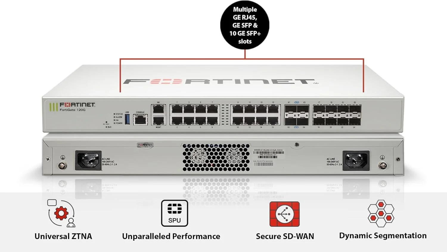 دستگاه فایروال FORTINET FortiGate-120G به همراه یک سال پشتیبانی ویژه FortiCare و محافظت یکپارچه در برابر تهدیدات FortiGuard (UTP) (FG-120G-BDL-950-12)