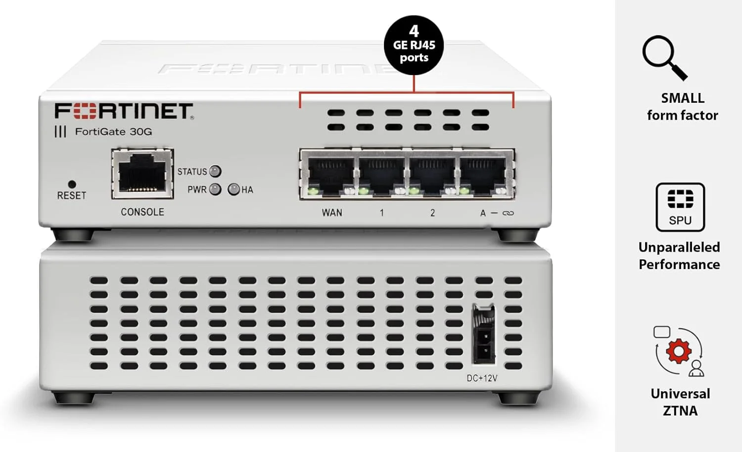 فایروال Fortinet FortiGate-30G برای دفاتر کوچک با 4 پورت اترنت گیگابیتی RJ45 (FG-30G)
