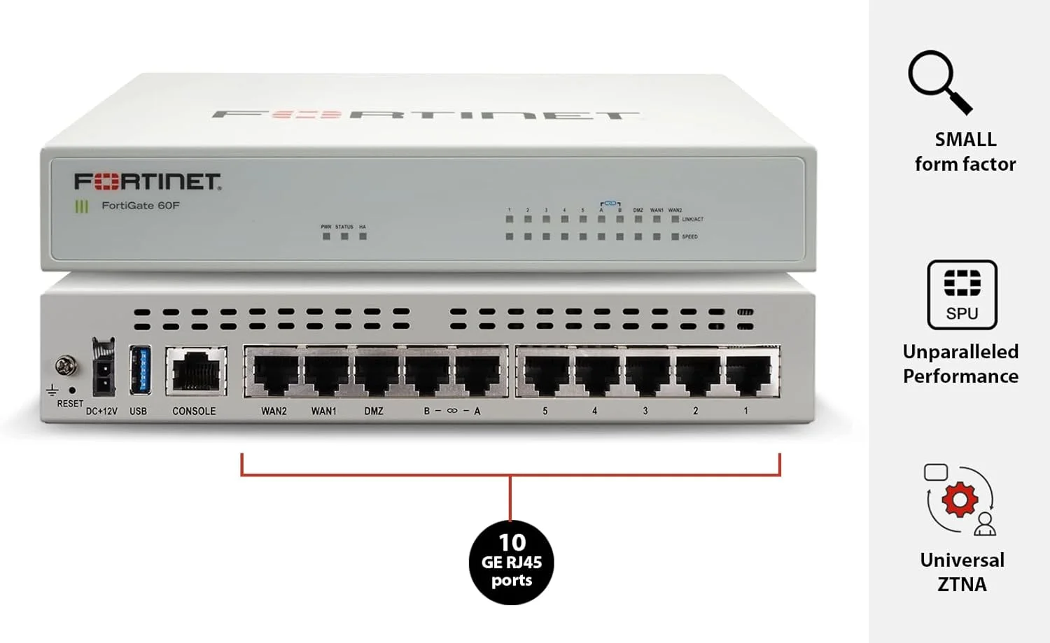 دستگاه فایروال FORTINET FortiGate-60F به همراه بسته محافظتی FortiCare Premium و FortiGuard Enterprise (مدت ۳ سال، سازمانی)