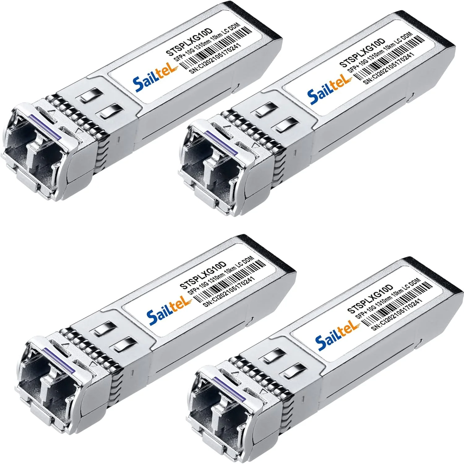 ماژول SFP+ LC تک حالته 10G گیگابیتی، 10G 1310 نانومتر SMF، تا 10 کیلومتر، DDM، فرستنده و گیرنده فیبر 10GBase-LR، سازگار با سیسکو، یوبیکیوتی، میکروتیک، نت گیر، دی لینک، لینکسیس و غیره (بسته 4 عددی)