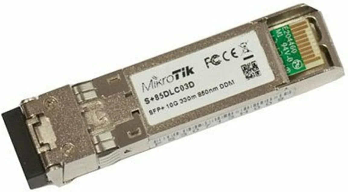فرستنده و گیرنده MikroTik RouterBOARD S+85DLC03D، فرستنده و گیرنده SFP+ 10G با کانکتور Dual LC 850 نانومتری برای اتصالات فیبر Single Mode تا 300 متر، با DDM