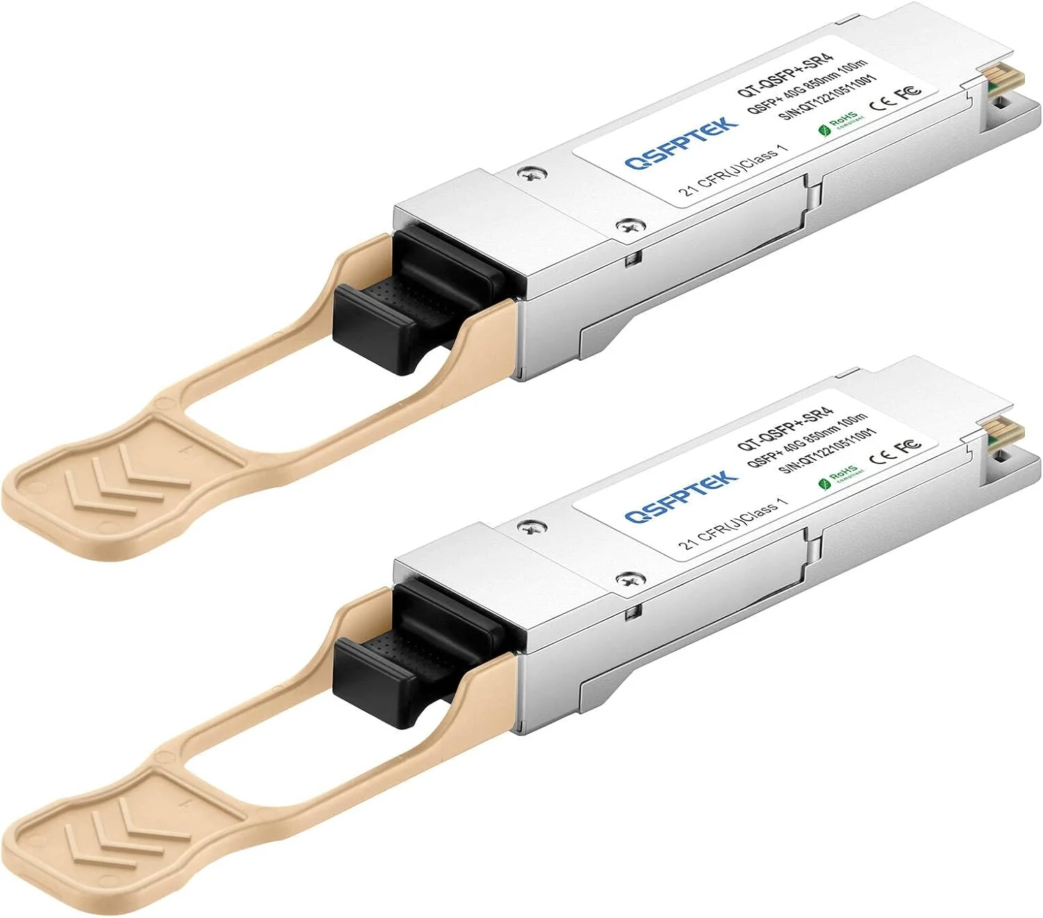 ماژول فرستنده و گیرنده نوری QSFPTEK سازگار با Cisco QSFP-40G-SR4، ‏40GBASE-SR4 QSFP+، ‏850nm، ‏150M، ‏DDM، ‏MTP/MPO، ‏MMF - بسته 2 عددی