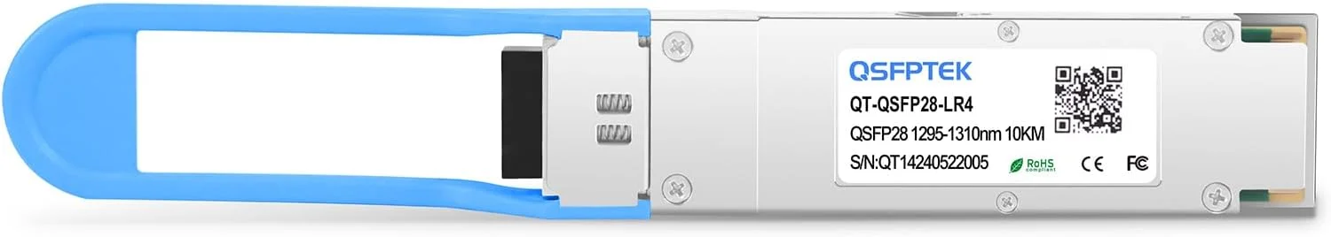 ماژول فرستنده و گیرنده QSFPTEK 100G QSFP28 LC سینگل مود 100GBASE-LR4 برای سیسکو QSFP-100G-LR4-S (1310 نانومتر، 10 کیلومتر، با DDM)