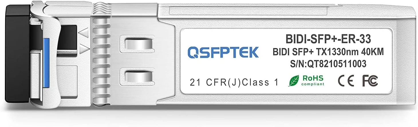فرستنده و گیرنده های دو طرفه QSFPTEK 10G SFP+، ماژول تک حالته مینی gbic LC 10Gbe برای Cisco SFP-10G-BX80U-I (1490nm-TX/1550nm-RX)، برای Cisco SFP-10G-BX80D-I (1550nm-TX/1490nm-RX)، 80KM، با DDM - یک جفت