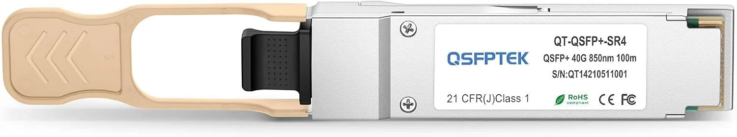 ماژول QSFPTEK 40G QSFP+ MTP/MPO فرستنده و گیرنده چند حالته 40GBASE-SR4 برای Cisco QSFP-40G-SR4 (850 نانومتر، 150 متر، با DDM)
