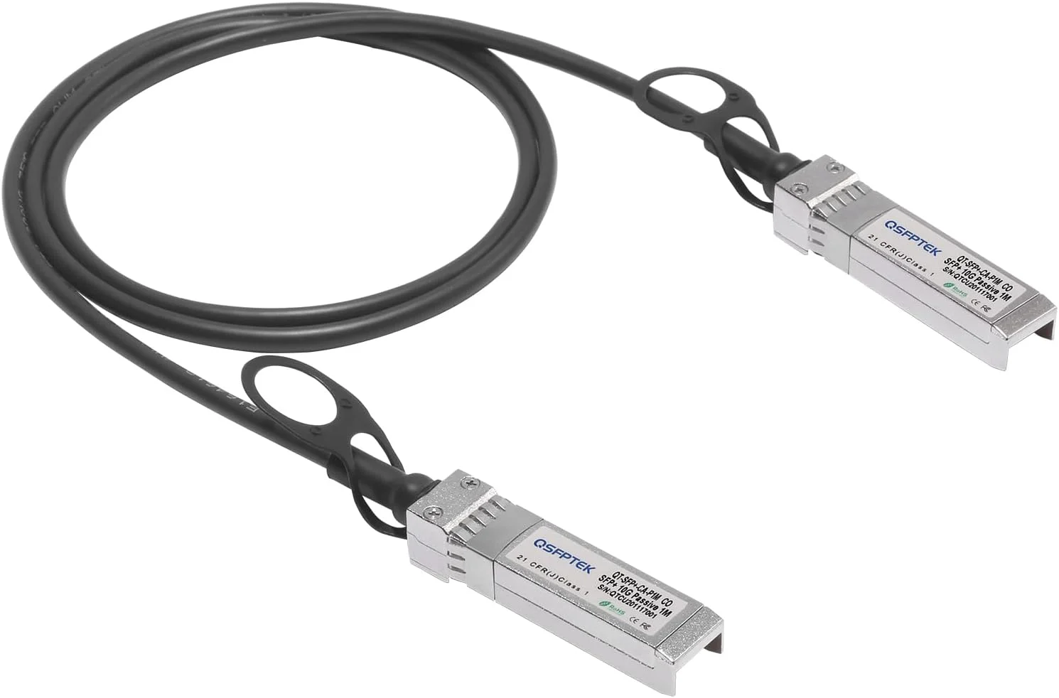 کابل مسی اتصال مستقیم QSFPTEK 10G SFP+ DAC، 0.5 متر، کابل Twinax مسی پسیو برای سیسکو SFP-H10GB-CU50CM، یوبیکویتی، دی-لینک، نت گیر، میکروتیک، دستگاه های سوییچ باز