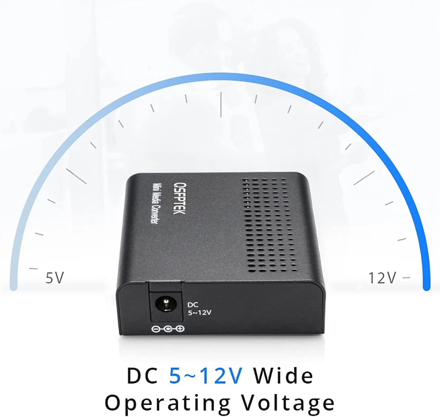 مبدل رسانه ای QSFPTEK 10G SFP+، مینی غیر مدیریتی 1x 10GBase-X به 1x 10GBase-X 2x اسلات باز SFP+، 10 گیگابیتی 10gbe SFP+ به SFP+، مبدل رسانه ای فیبر به فیبر، DC 5~12V، بدون فرستنده گیرنده