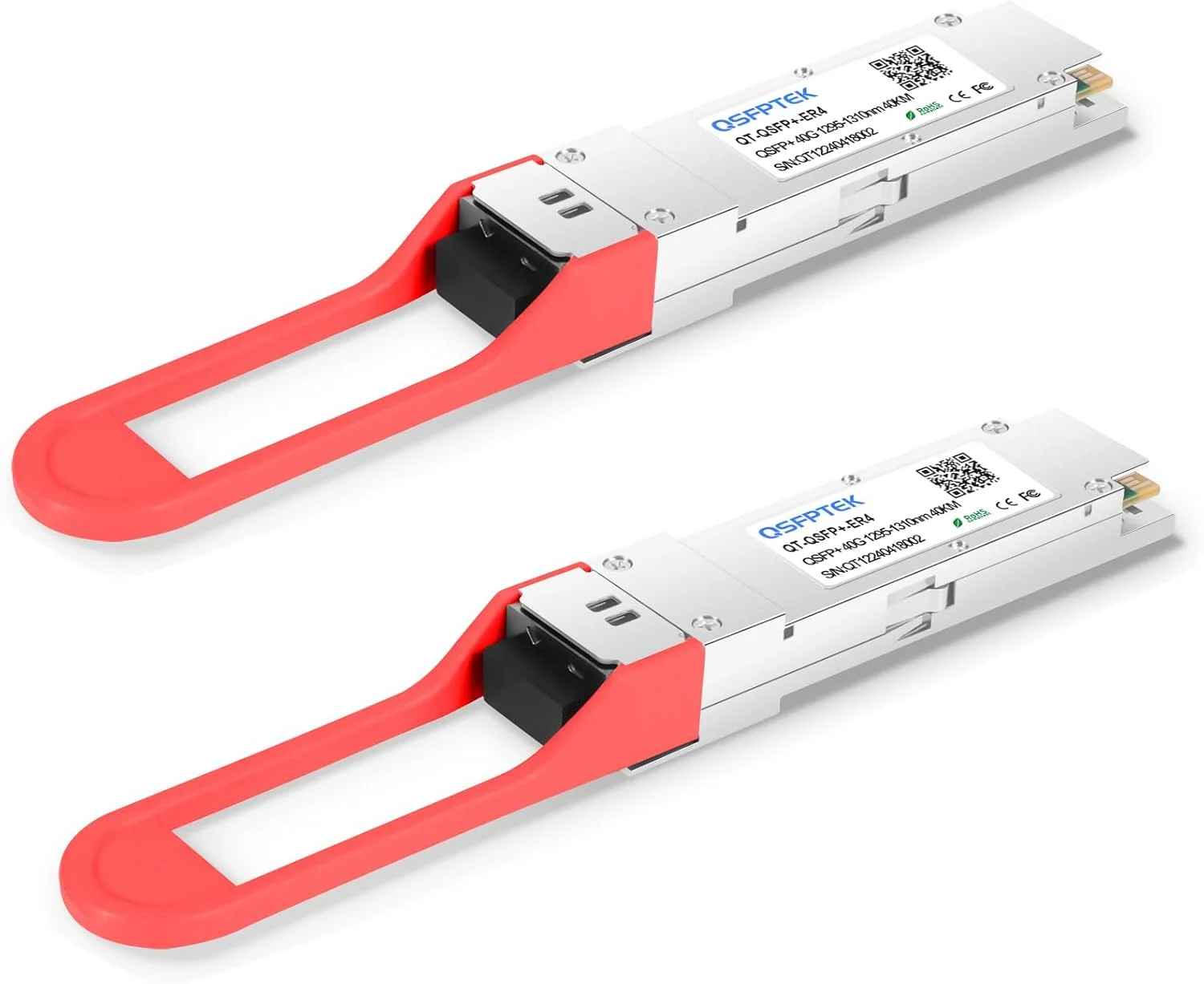 ماژول QSFP+ ‏QSFPTEK 40GBASE-ER4، فرستنده و گیرنده نوری 1310 نانومتری 40 کیلومتری DOM LC SMF برای سیسکو QSFP-40G-ER4 - بسته 2 عددی