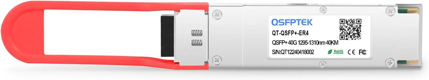 ماژول QSFP+ ‏QSFPTEK 40GBASE-ER4، فرستنده و گیرنده نوری 1310 نانومتری 40 کیلومتری DOM LC SMF برای سیسکو QSFP-40G-ER4 - بسته 2 عددی