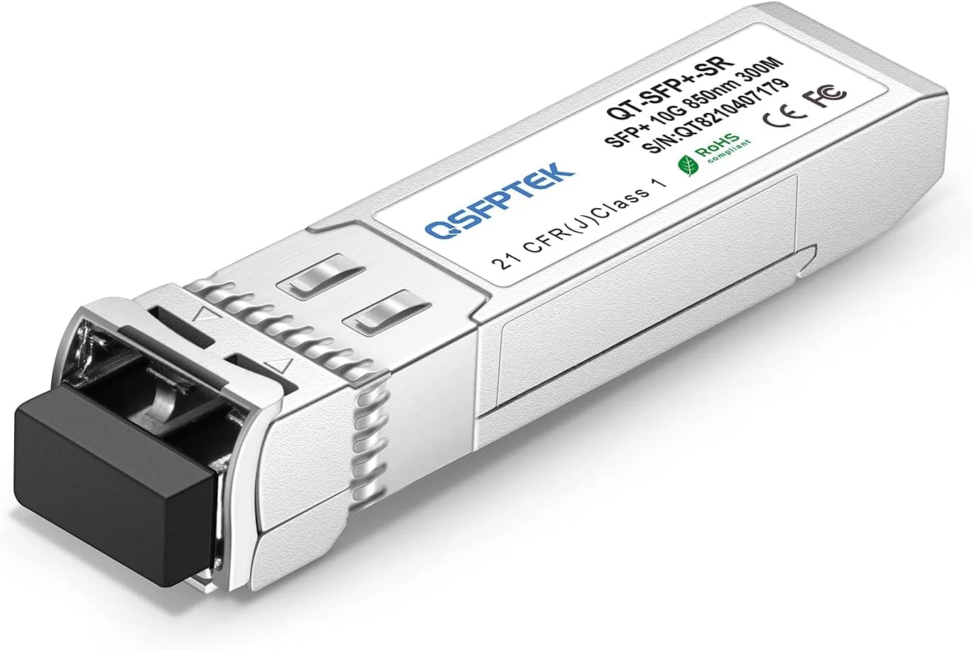 QSFPTEK بسته 2 عددی فرستنده و گیرنده 10GBASE-SR SFP+، LC Mini-GBIC چند حالته 850 نانومتر، 300 متر، ماژول 10G SFP+ DDM برای Brocade، Ubiquiti، Netgear، D-Link، Supermicro، Linksys