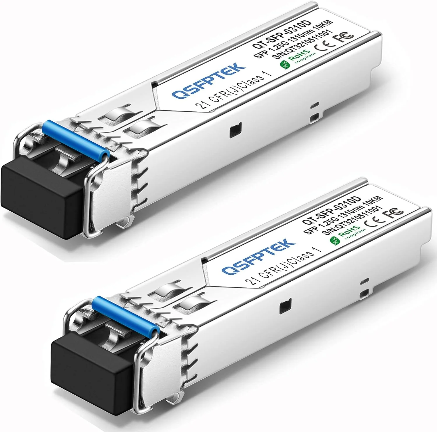 QSFPTEK بسته 2 عددی ماژول گیگابیتی SFP مدل 1000BASE-LX/LH، طول موج 1310 نانومتر، برد 10 کیلومتر، DDM، فرستنده و گیرنده Mini-GBIC LC تک حالته برای سیسکو GLC-LH-SMD/GLC-LX-SM-RGD، یوبیکیوتی UF-SM-1G، نت گیر، میکروتیک، سوپرمیکرو