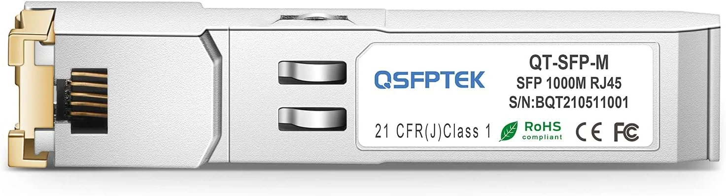 ماژول مسی QSFPTEK 1000BASE-T SFP به RJ45، فرستنده و گیرنده شبکه 1.25 گیگابیتی Mini gbic برای سیسکو GLC-T/GLC-TE/SFP-GE-T، یوبیکیوتی UF-RJ45-1G، نت گیر و سایر سوئیچ های باز، برد 100 متر ماژول مسی QSFPTEK 1000BASE-T SFP به RJ45، فرستنده و گیرنده شبکه 1.25 گیگابیتی Mini gbic برای سیسکو GLC-T/GLC-TE/SFP-GE-T، یوبیکیوتی UF-RJ45-1G، نت گیر و سایر سوئیچ های باز، برد 100 متر