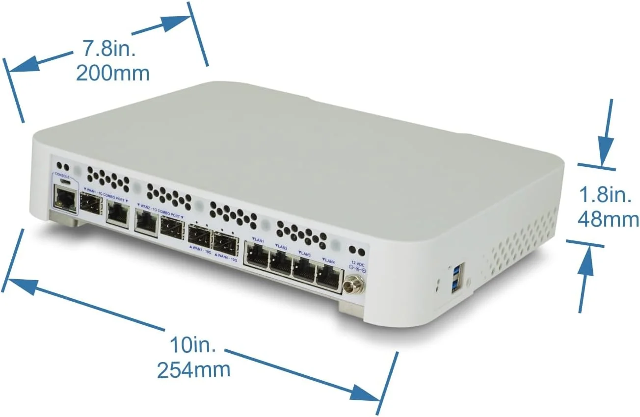 دروازه امنیتی Netgate 6100 pfSense+ | روتر، فایروال، VPN | پشتیبانی TAC Lite مادام العمر | 2 پورت 10GbE SFP+ | 2 پورت ترکیبی 1 گیگابیت بر ثانیه | 4 پورت 2.5 گیگابیت بر ثانیه (16 گیگابایت eMMC)