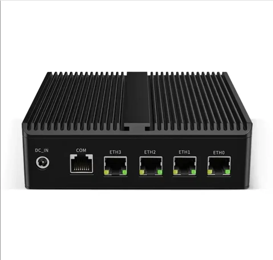 دستگاه فایروال میکرو با پردازنده چهار هسته‌ای Intel N100، پورت‌های اترنت 2.5G Intel i226-V، حافظه NVMe 256 گیگابایتی، رم DDR5 8 گیگابایتی، OPNSense از پیش نصب شده (ارتقا یافته)