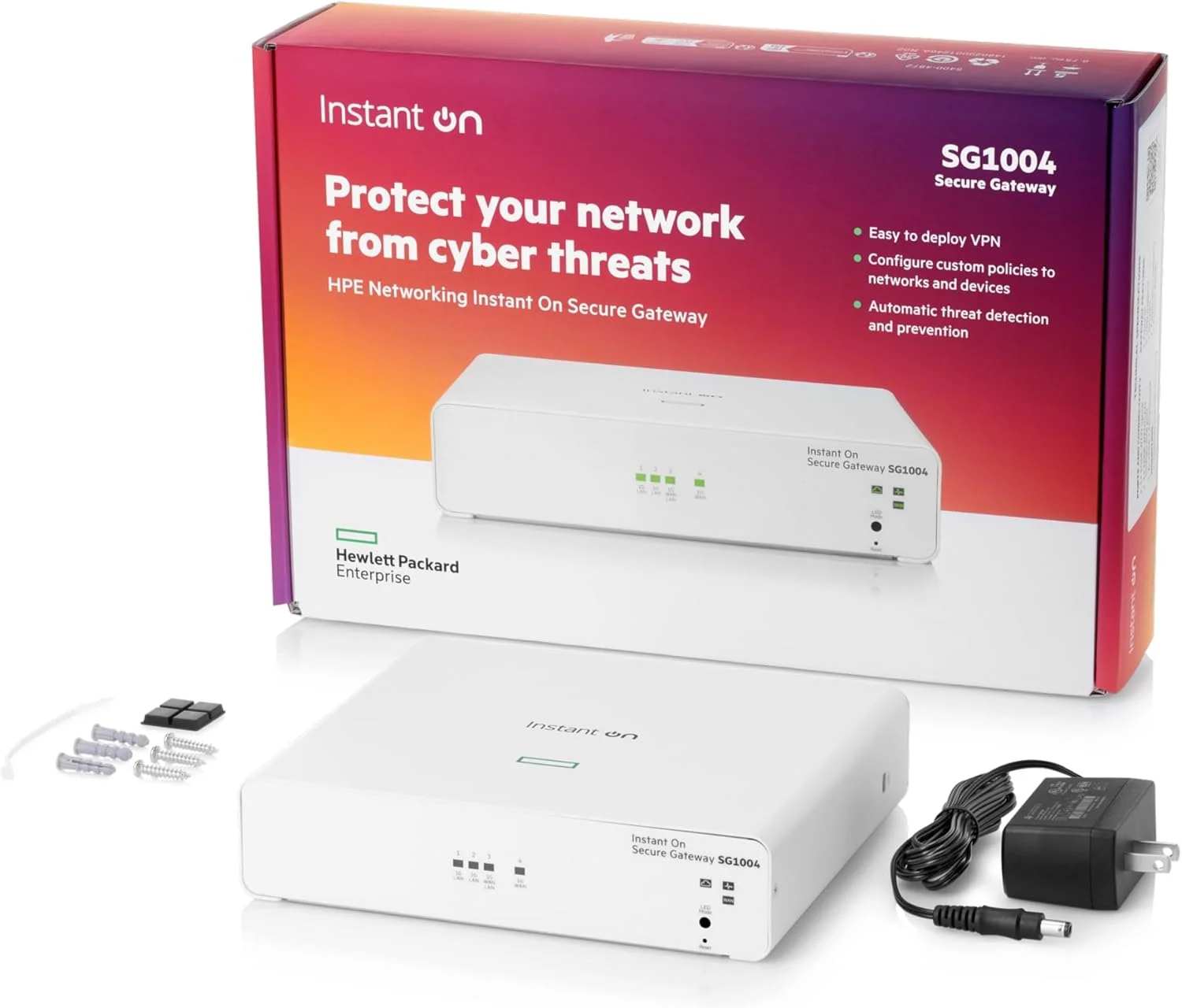 دروازه امنیتی HPE Networking Instant On SG1004 با 4 پورت 1G مدیریت شده هوشمند، 4 پورت 1GBase-T، سیم برق ایالات متحده (S0G33A#ABA)